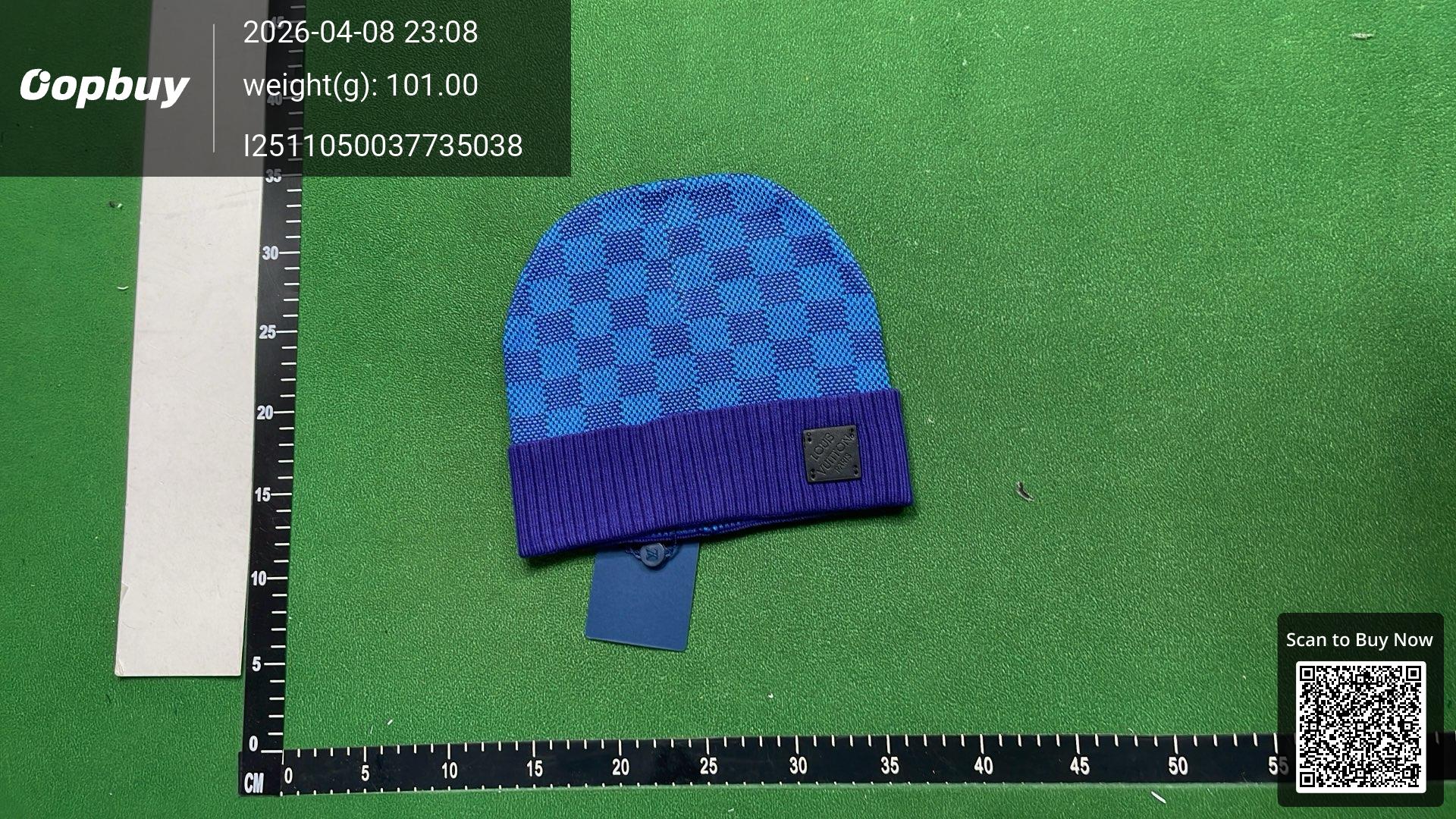 Foto QC 2 de Louis Vuitton Petit Damier Beanie Cobalt