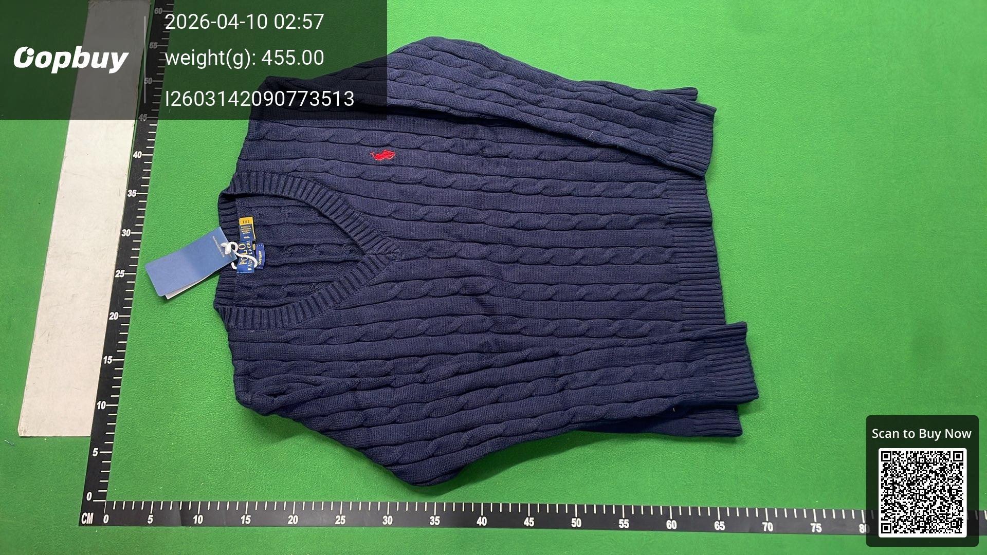 Foto QC 3 de Polo Ralph Lauren V-Neck Sweater Cable Knit Wool Black