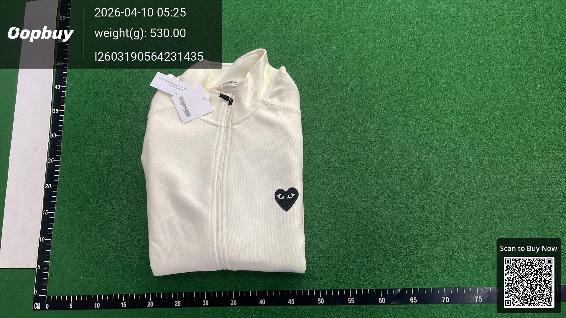 Foto QC 8 de Comme des Garcons PLAY Zip Sweater Back Big Black Heart Blue