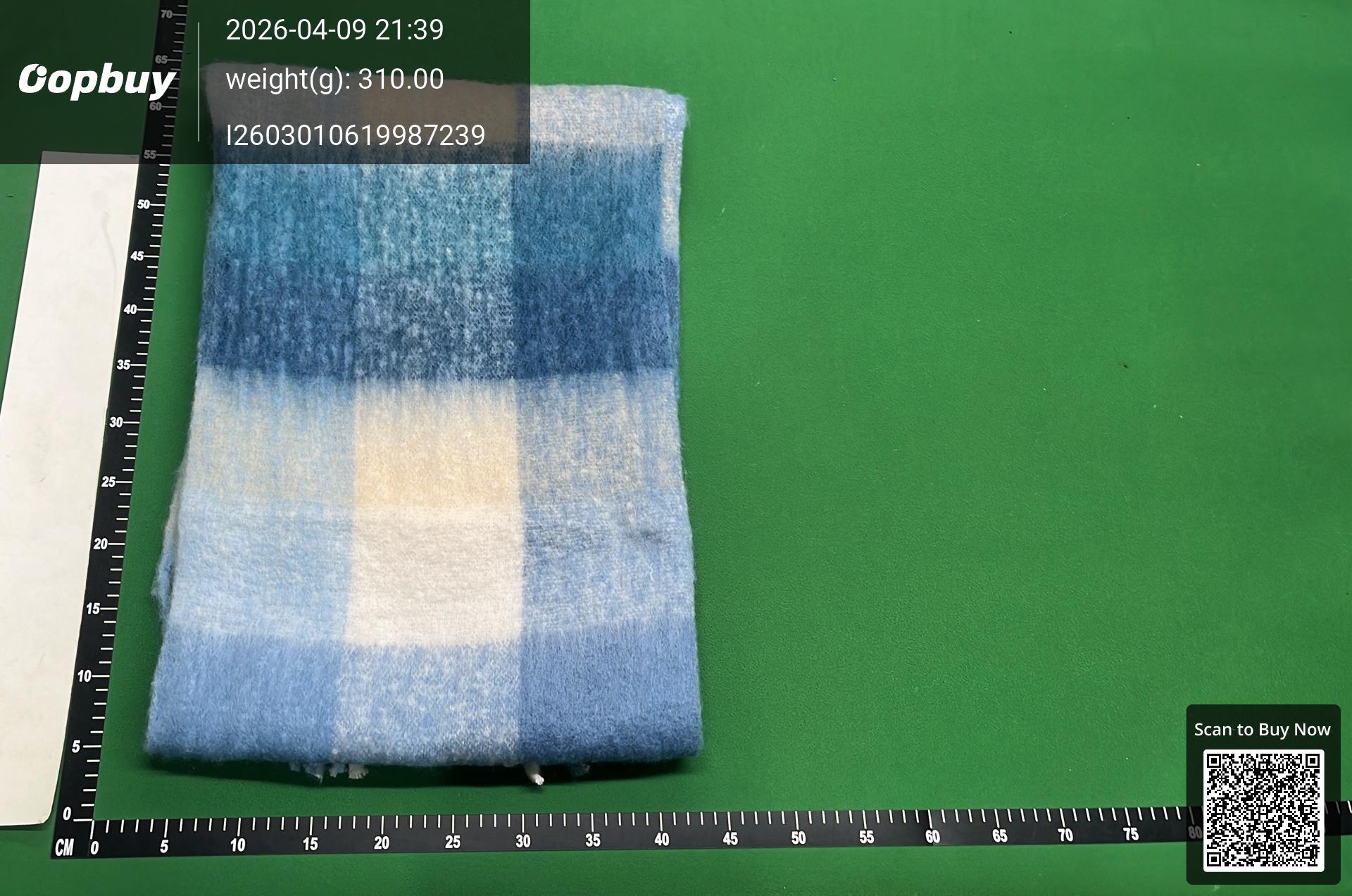 Foto QC 3 de Acne Studios Checked Mohair Scarf Blue/Cream