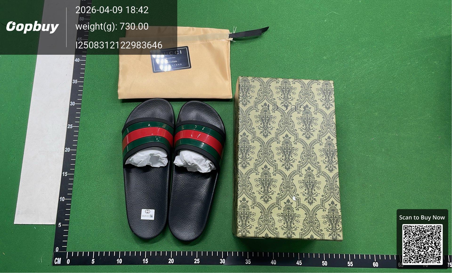 Foto QC 2 de Gucci Slide Sandal Rubber Web Black 429469 GIB10 1098