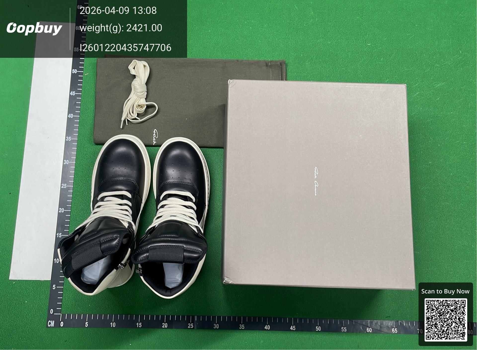 Foto QC 8 de Rick Owens Vintage Sneaks High Black Milk RU02B2897-LPO-911
