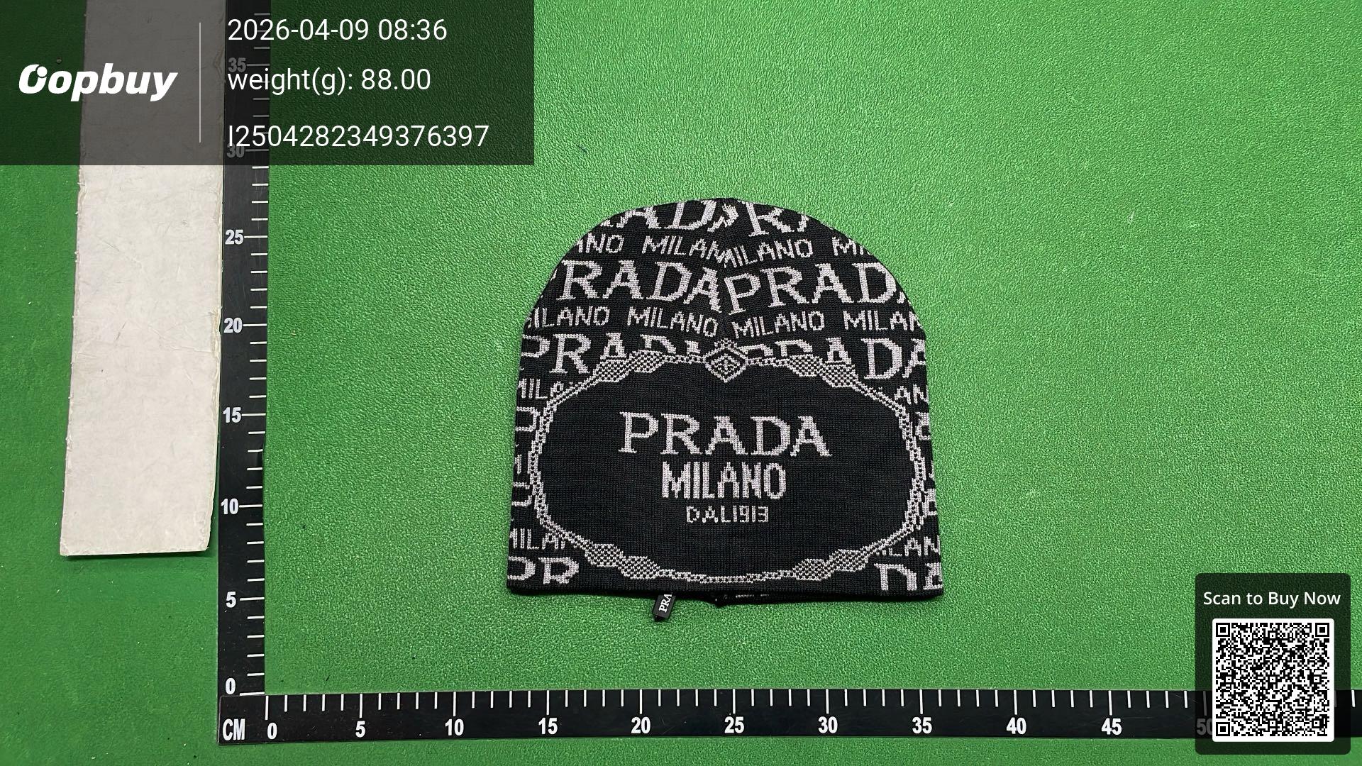 Foto QC 4 de Prada Milano Logo Beanie Navy/Light Blue