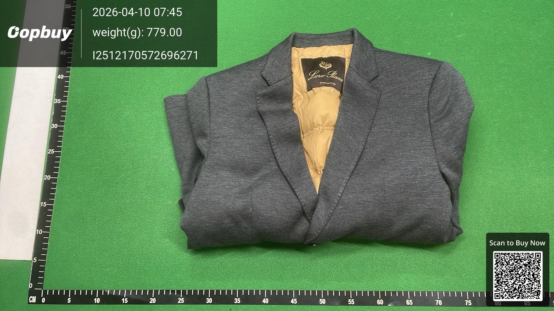Foto QC 8 de Loro Piana Down Blazer Jacket Wool Blend Embroidery Grey
