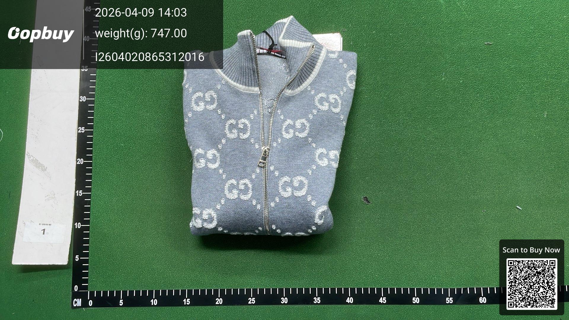 Foto QC 8 de Gucci Zip Sweater GG Monogram Wool Grey