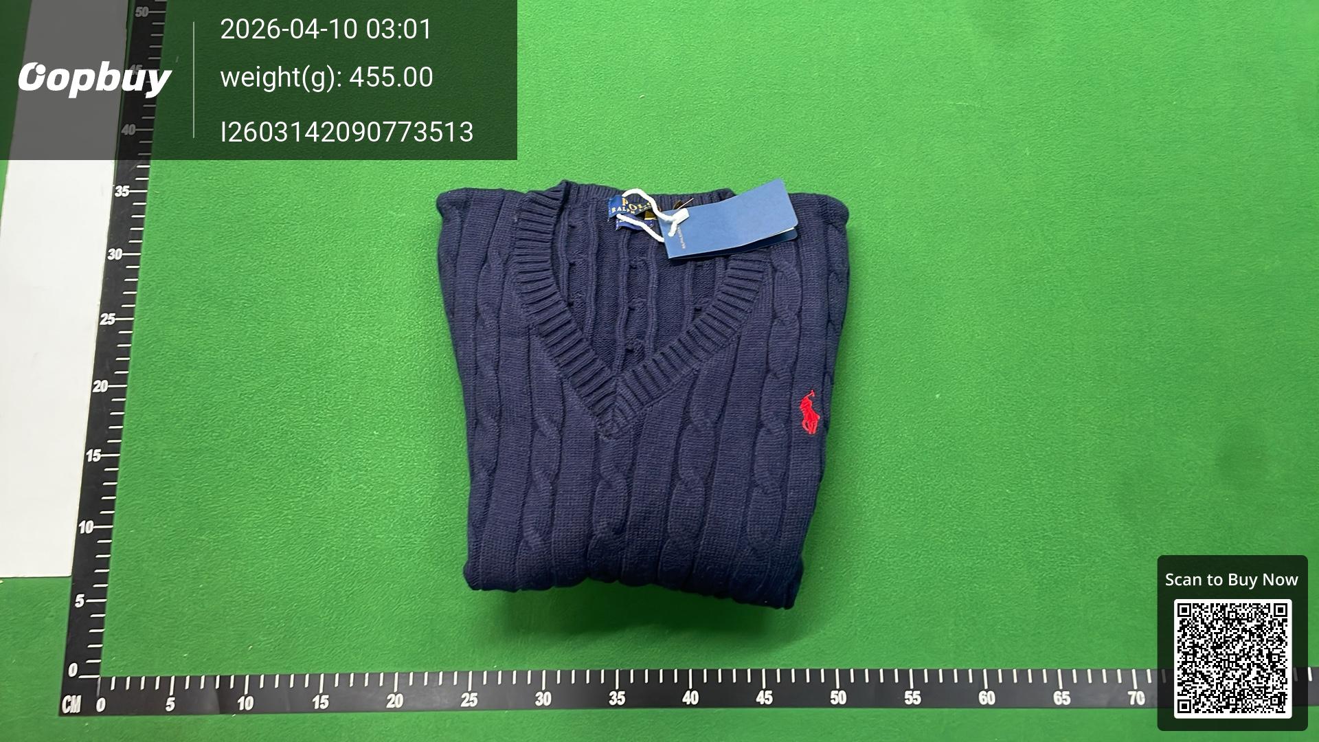 Foto QC 7 de Polo Ralph Lauren V-Neck Sweater Cable Knit Wool Black