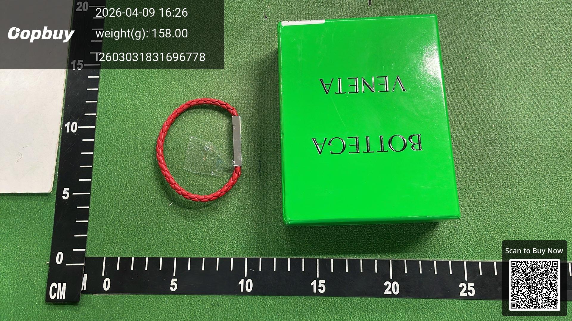 Foto QC 8 de Bottega Veneta Braided Leather Bracelet Leather Silver Green