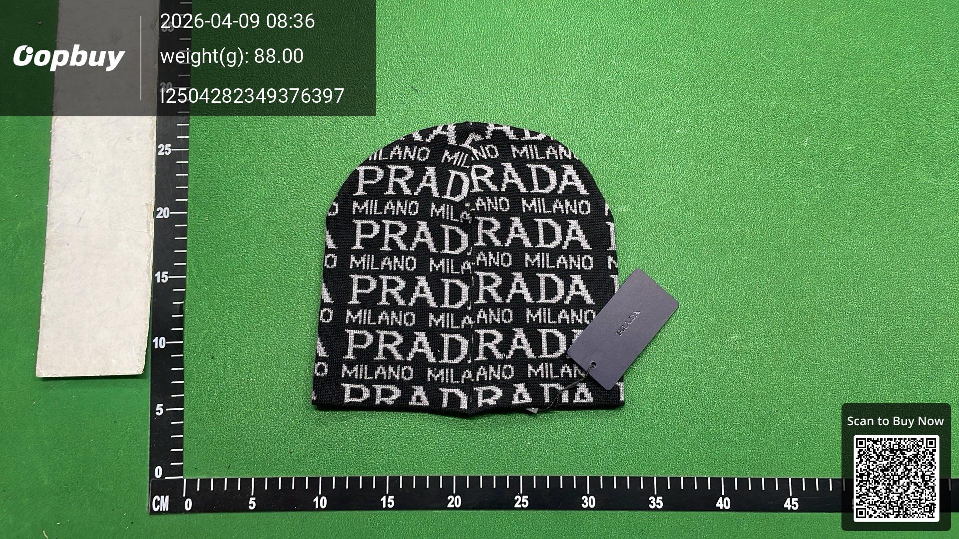 Foto QC 6 de Prada Milano Logo Beanie Navy/Light Blue