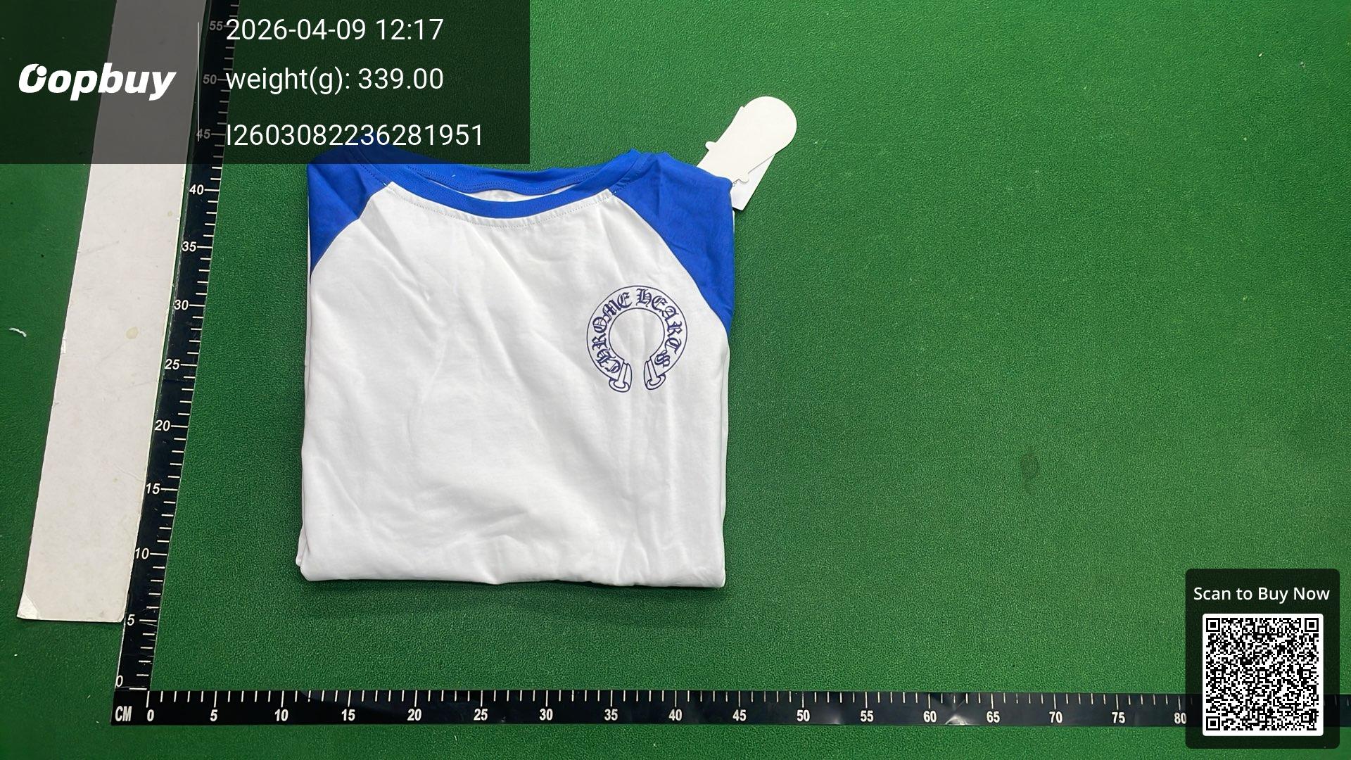Foto QC 7 de Chrome Hearts Horseshoe Sleeve Print Raglan T-shirt White Blue