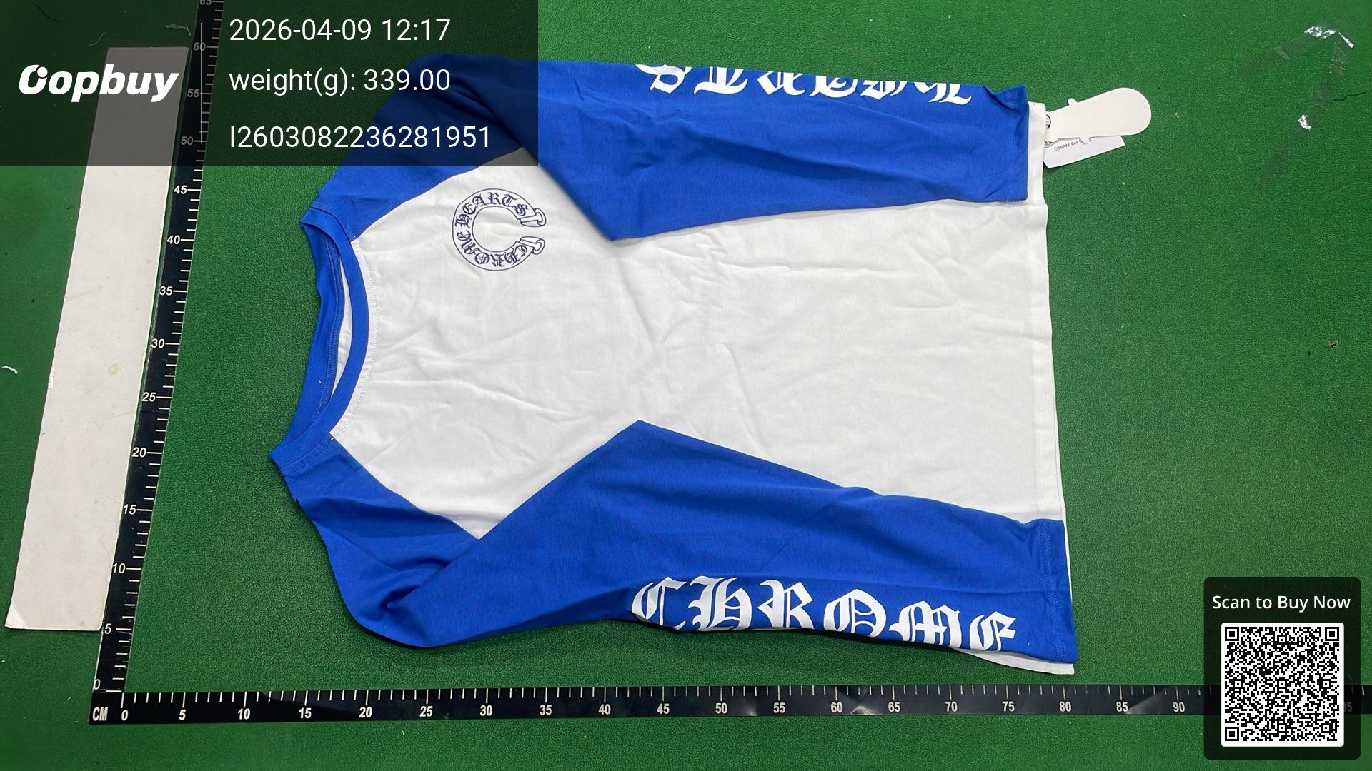 Foto QC 3 de Chrome Hearts Horseshoe Sleeve Print Raglan T-shirt White Blue