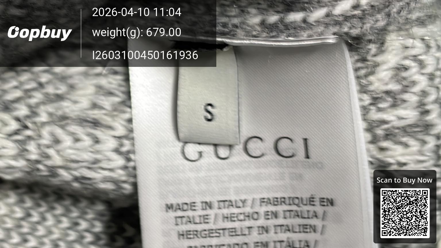 Foto QC 2 de Gucci Zip Sweater Wool GG Towel Embroidery Grey