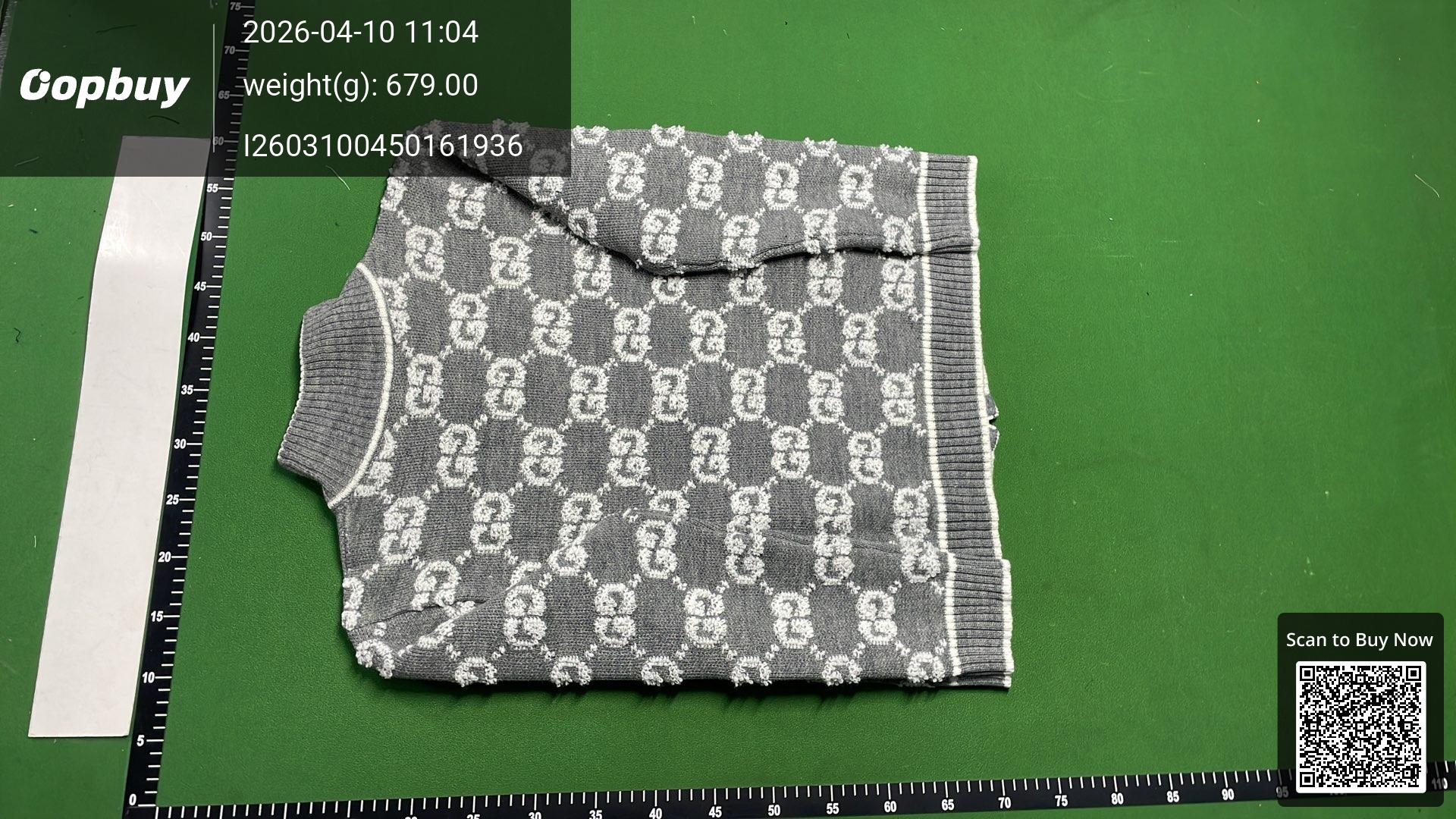 Foto QC 6 de Gucci Zip Sweater Wool GG Towel Embroidery Grey