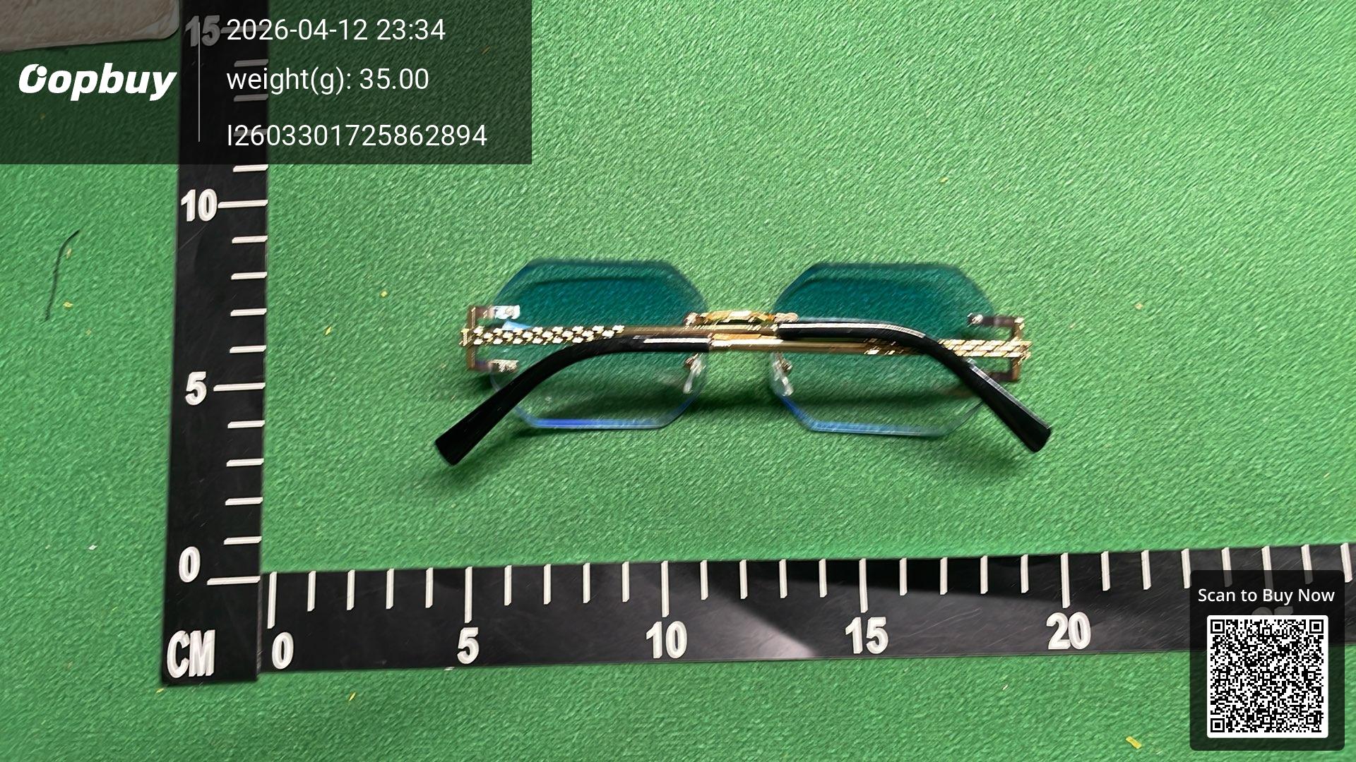 Foto QC 7 de Unbranded Octagonal Rimless Metal Sunglasses Gold Grey Gradient