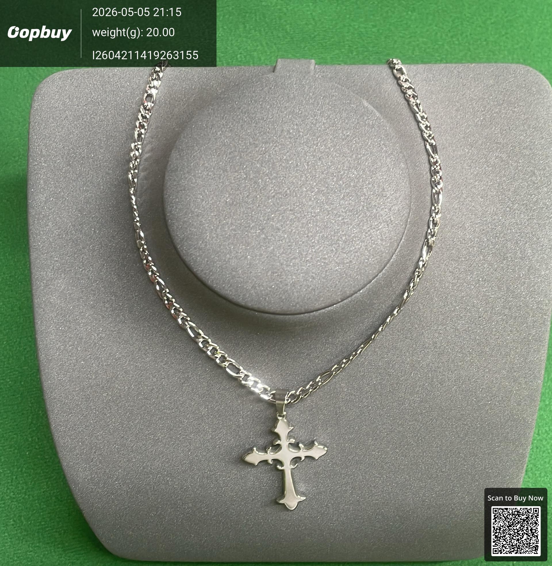 Foto QC 1 de Other Figaro Cross Necklace Titanium Steel Crystal Silver