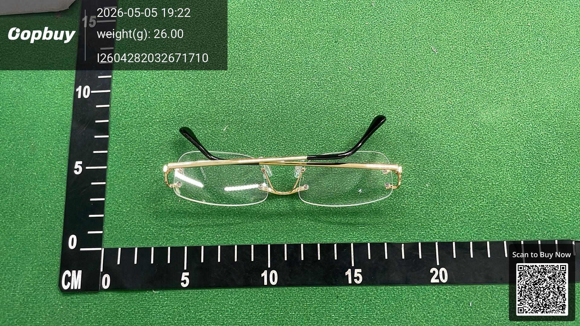 Foto QC 3 de Cartier Rectangle Rimless Metal Sunglasses Gold Clear