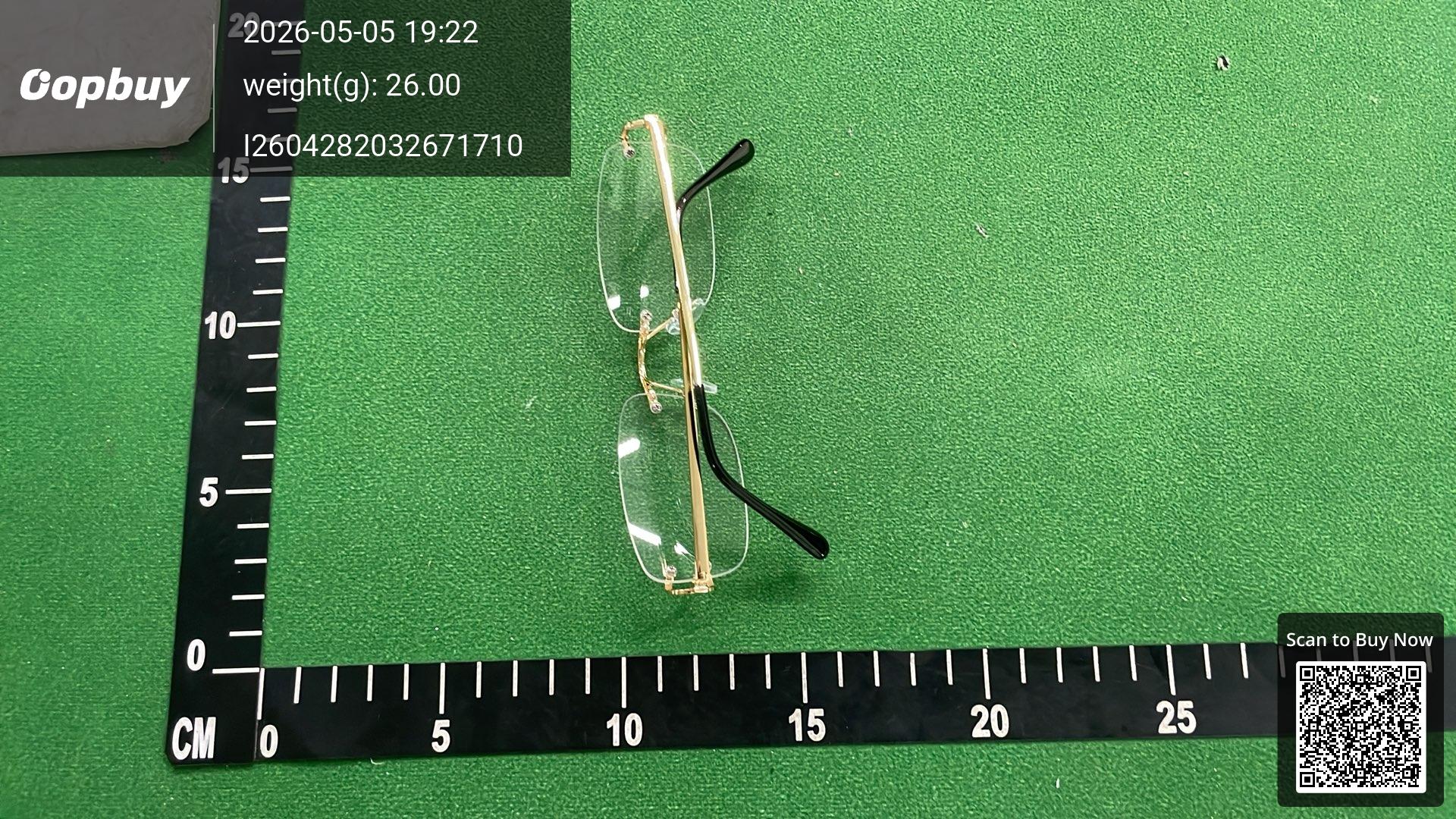 Foto QC 5 de Cartier Rectangle Rimless Metal Sunglasses Gold Clear