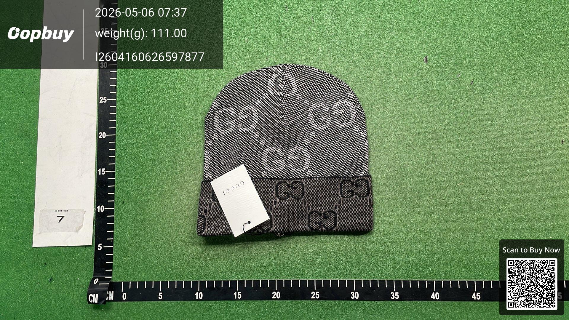 Foto QC 1 de Gucci GG Monogram Beanie Grey Black