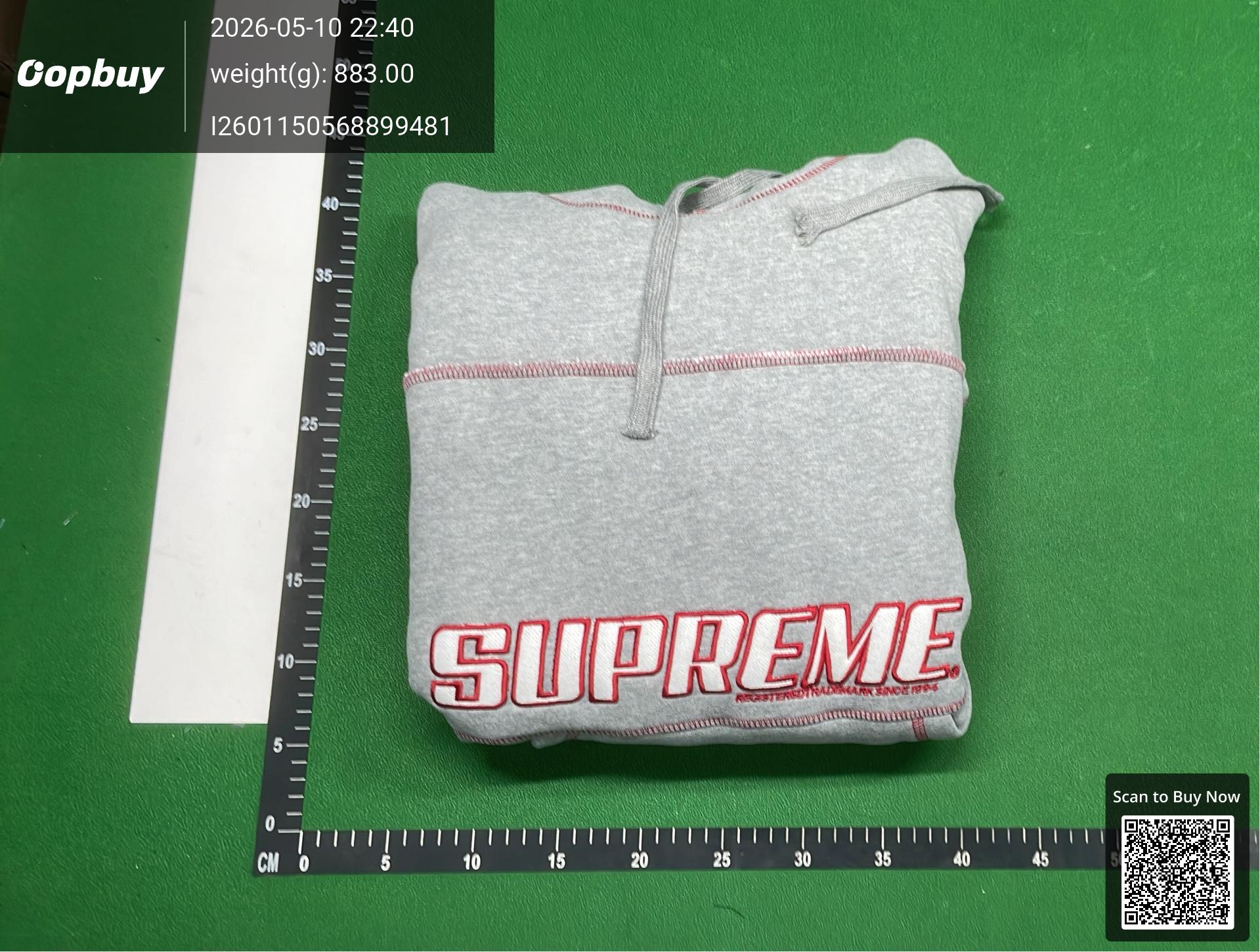 Foto QC 8 de Supreme Contrast Stitch Sweater Embroidered Logo Heather Grey Red