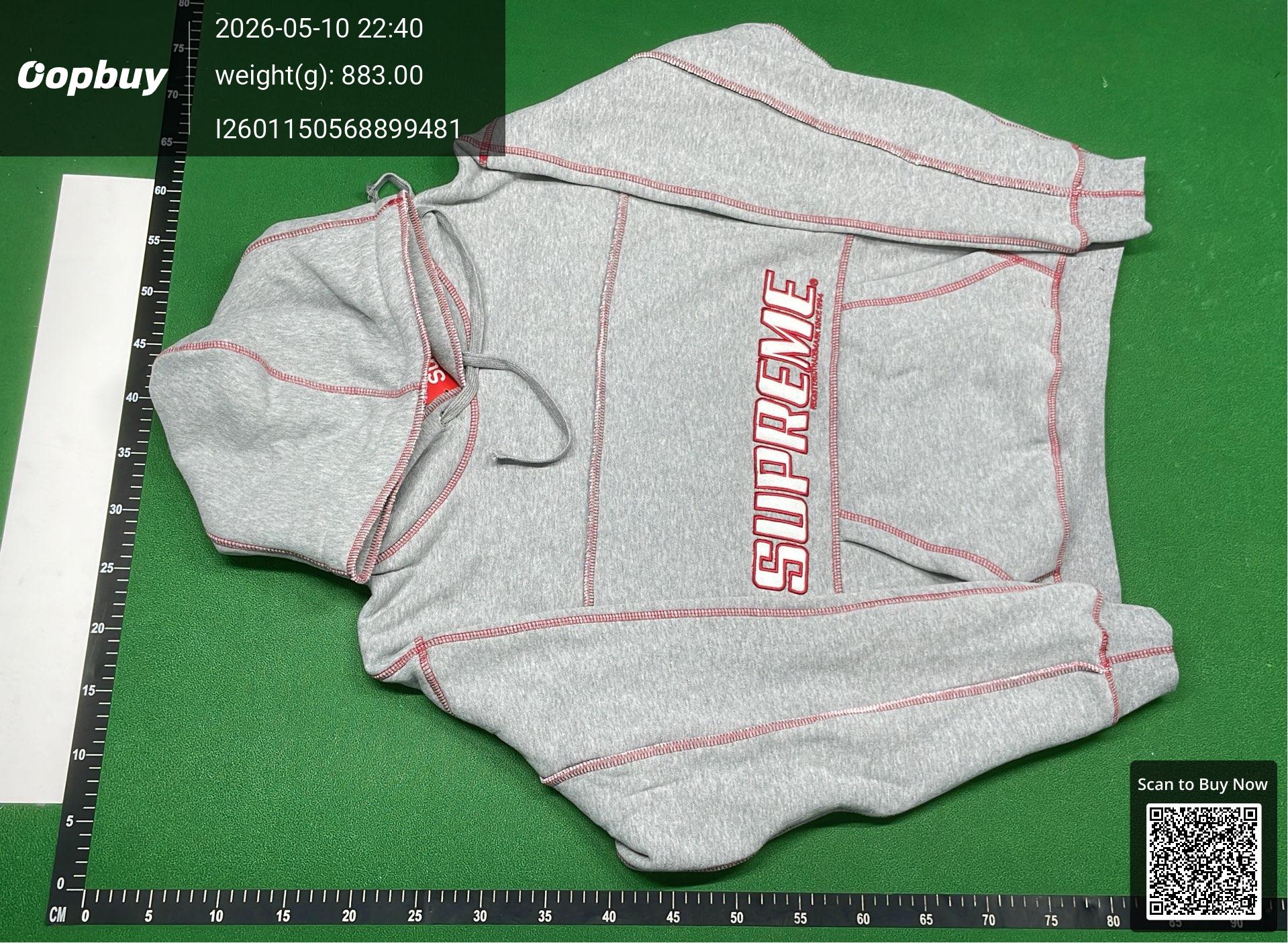 Foto QC 3 de Supreme Contrast Stitch Sweater Embroidered Logo Heather Grey Red