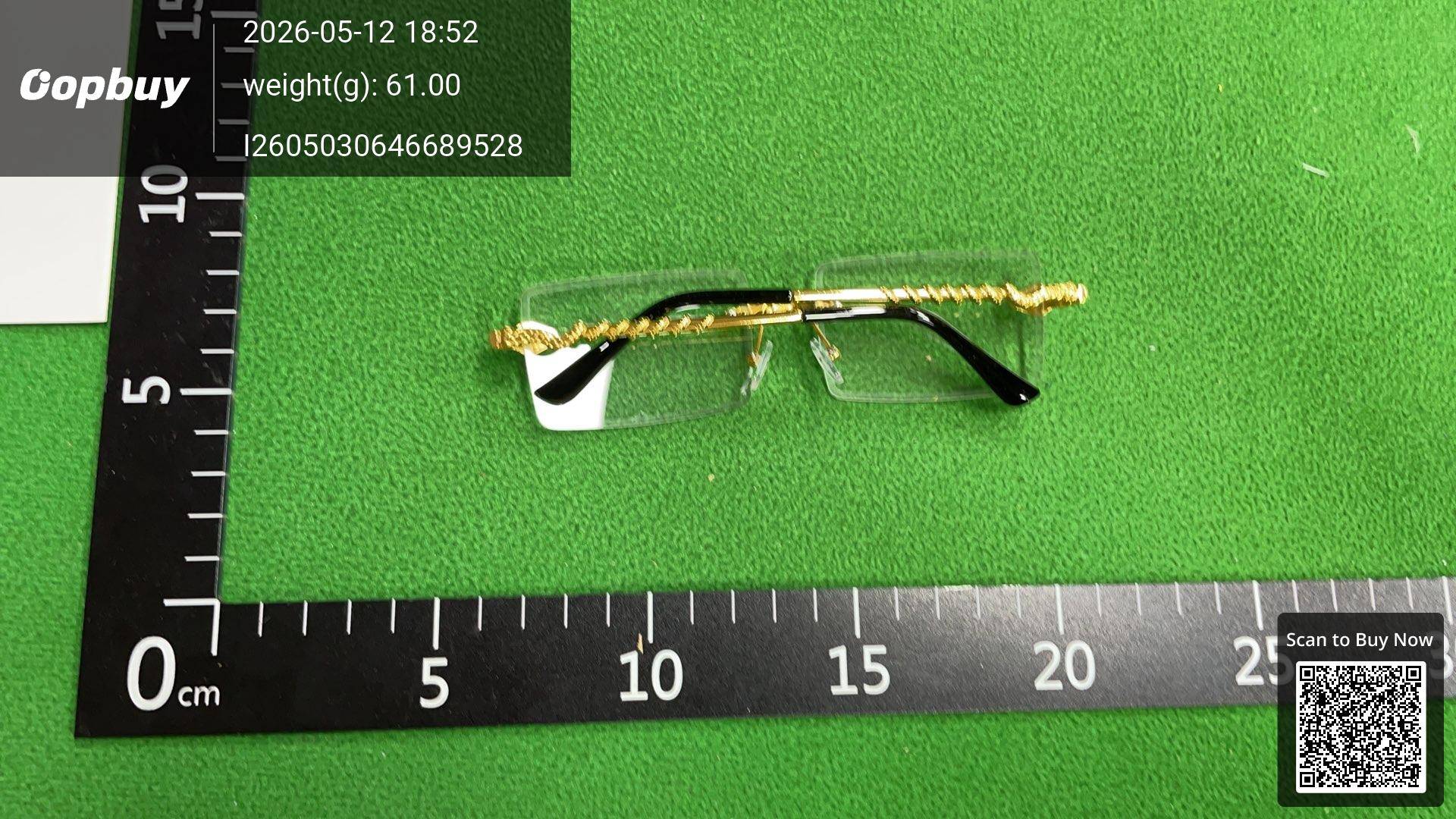 Foto QC 8 de Other Rimless Rectangle Metal Sunglasses Gold Blue Gradient