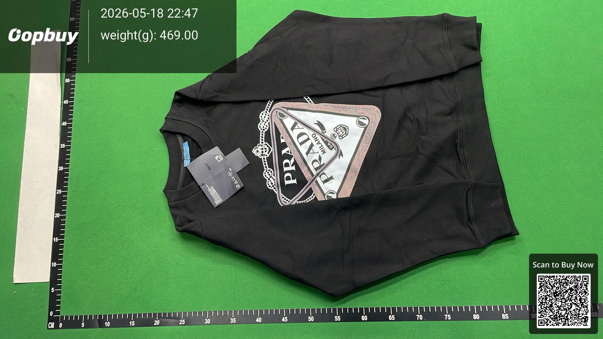 Foto QC 3 de Prada Crewneck Sweater Metal Triangle Logo Black