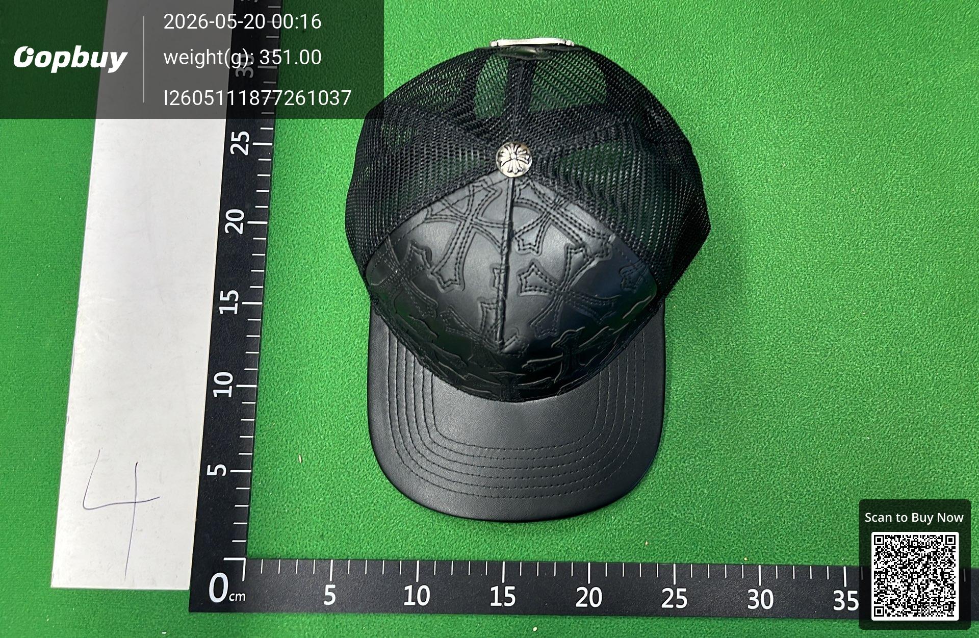 Foto QC 7 de Chrome Hearts Cemetery Cross Patch Trucker Cap Black