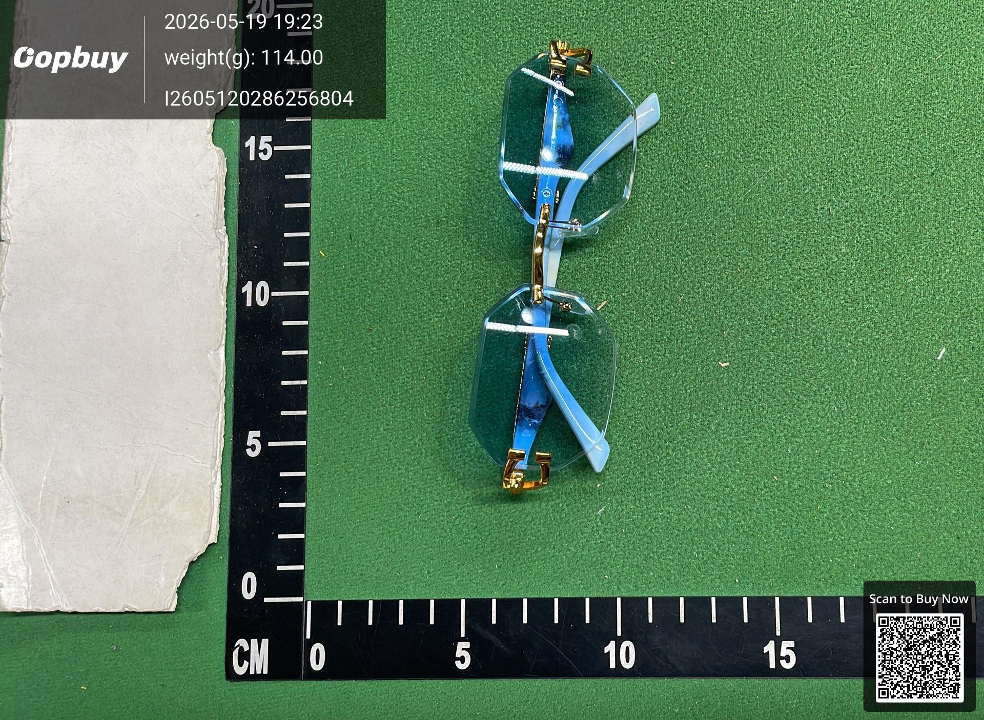 Foto QC 4 de Other Rimless Geometric Metal Sunglasses Gold Blue Yellow Gradient