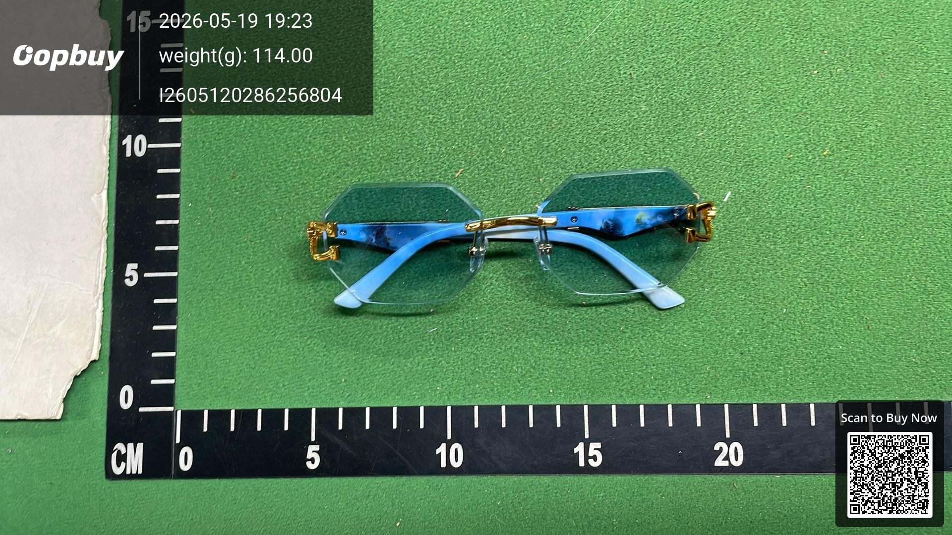 Foto QC 8 de Other Rimless Geometric Metal Sunglasses Gold Blue Yellow Gradient