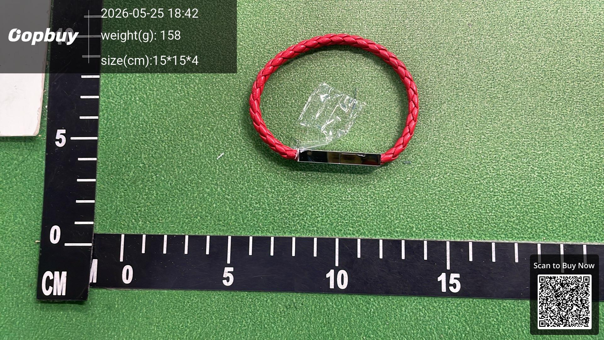 Foto QC 5 de Bottega Veneta Braided Leather Bracelet Leather Silver Green