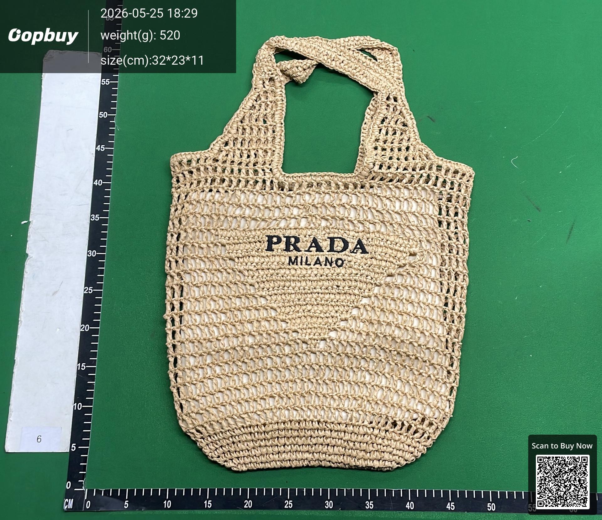 Foto QC 3 de Prada Raffia Tote Bag 30x34 Natural