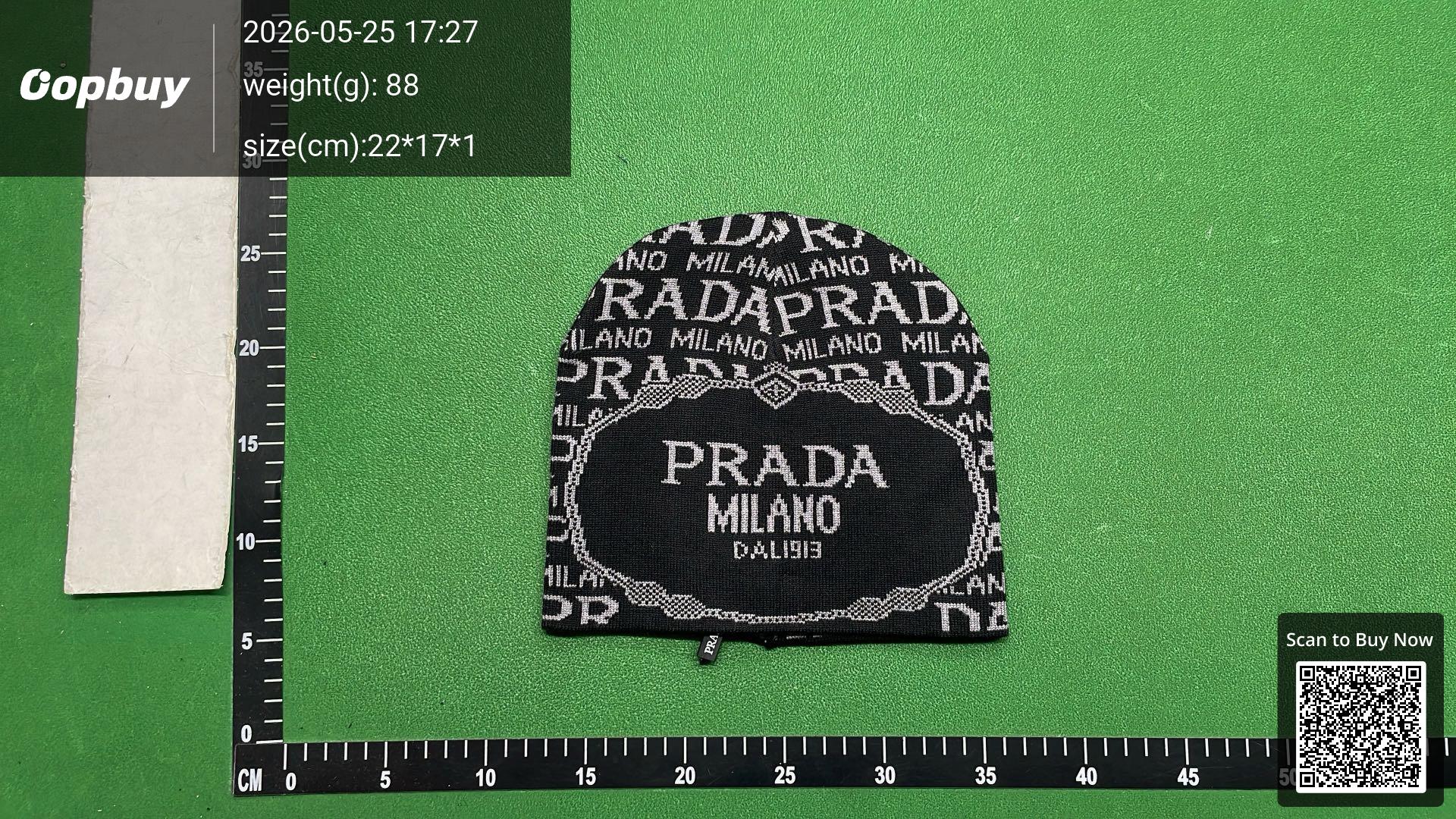 Foto QC 5 de Prada Milano Logo Beanie Navy/Light Blue
