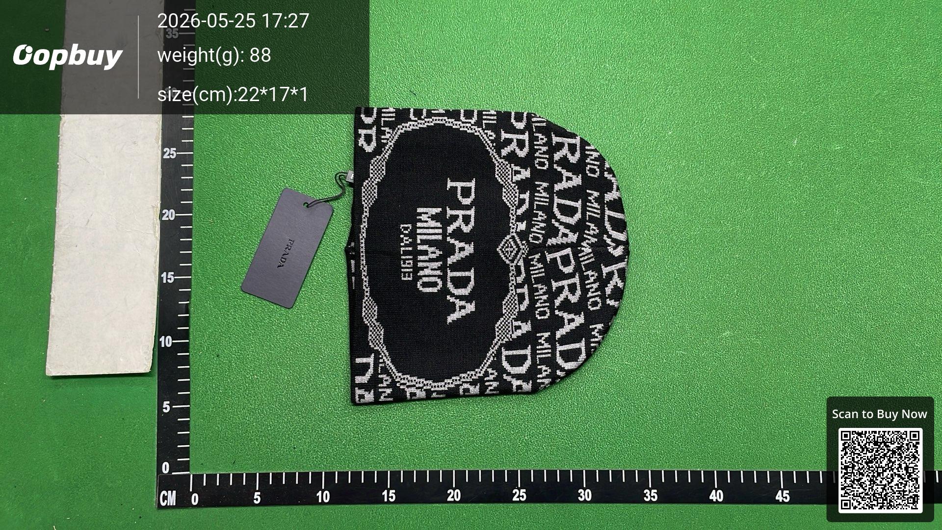 Foto QC 8 de Prada Milano Logo Beanie Navy/Light Blue