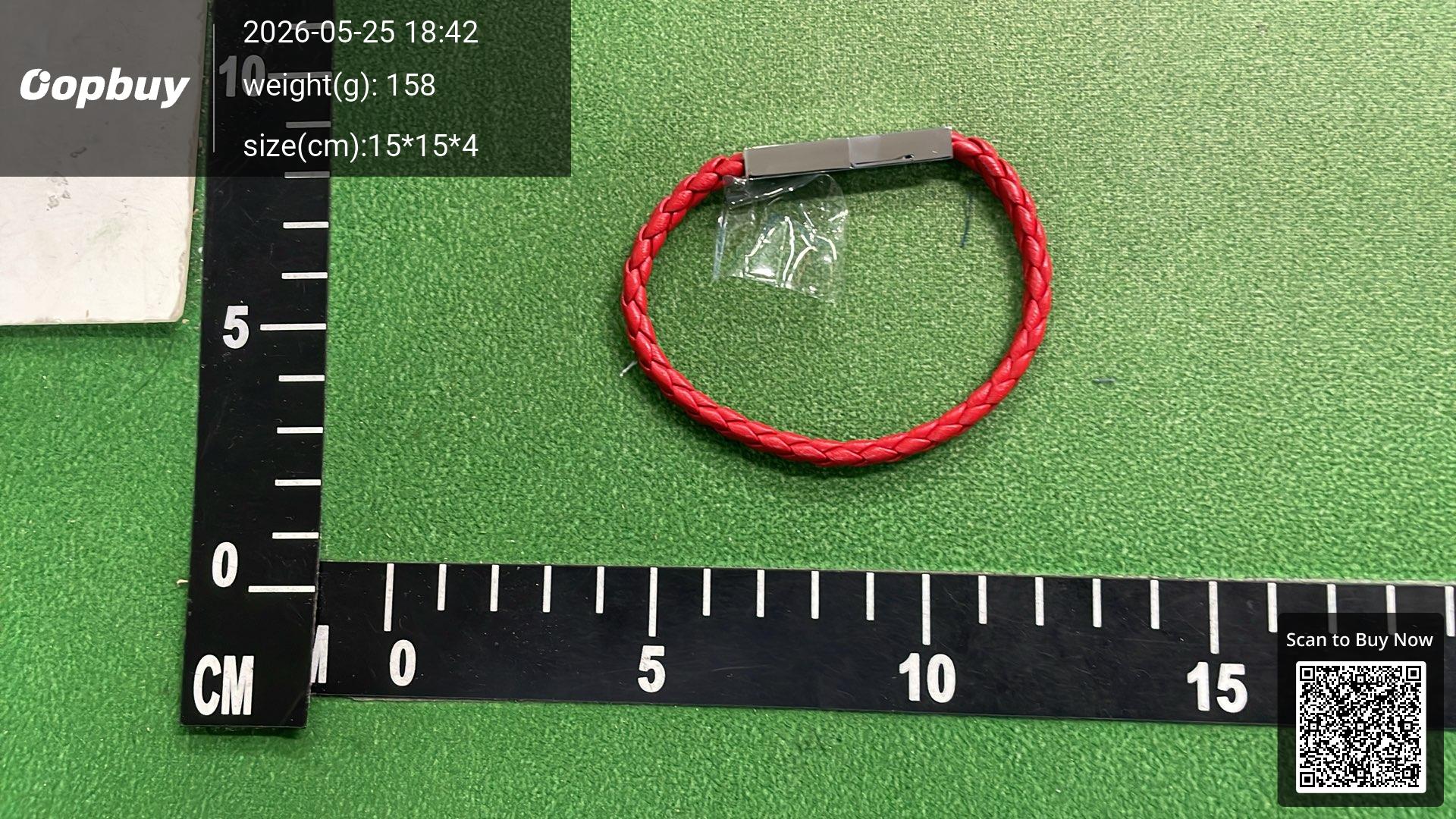 Foto QC 6 de Bottega Veneta Braided Leather Bracelet Leather Silver Green