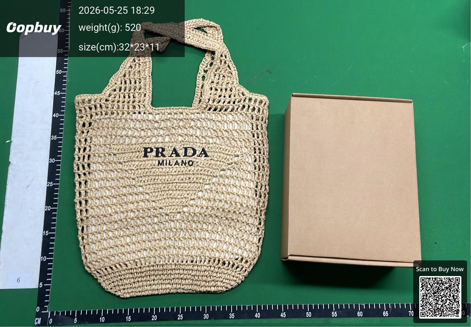 Foto QC 7 de Prada Raffia Tote Bag 30x34 Natural
