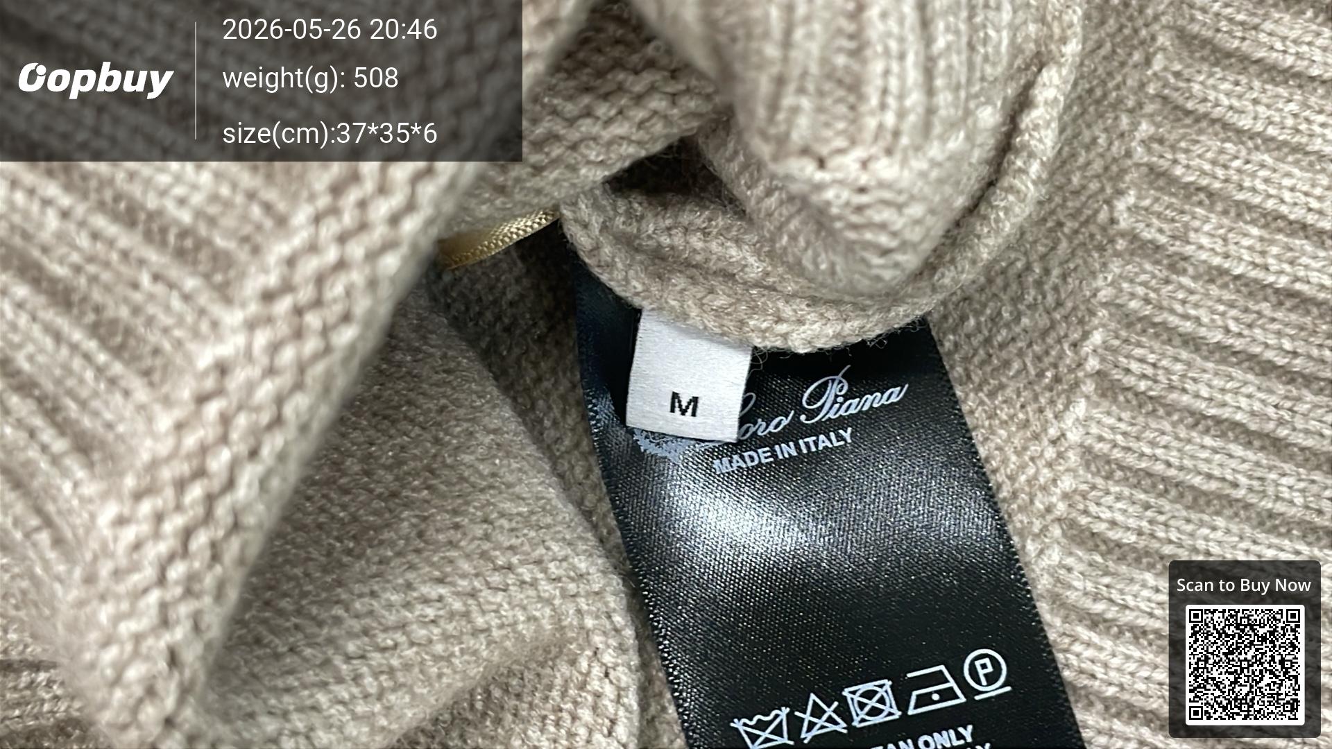 Foto QC 1 de Loro Piana Crewneck Sweater Knitted Wool Beige