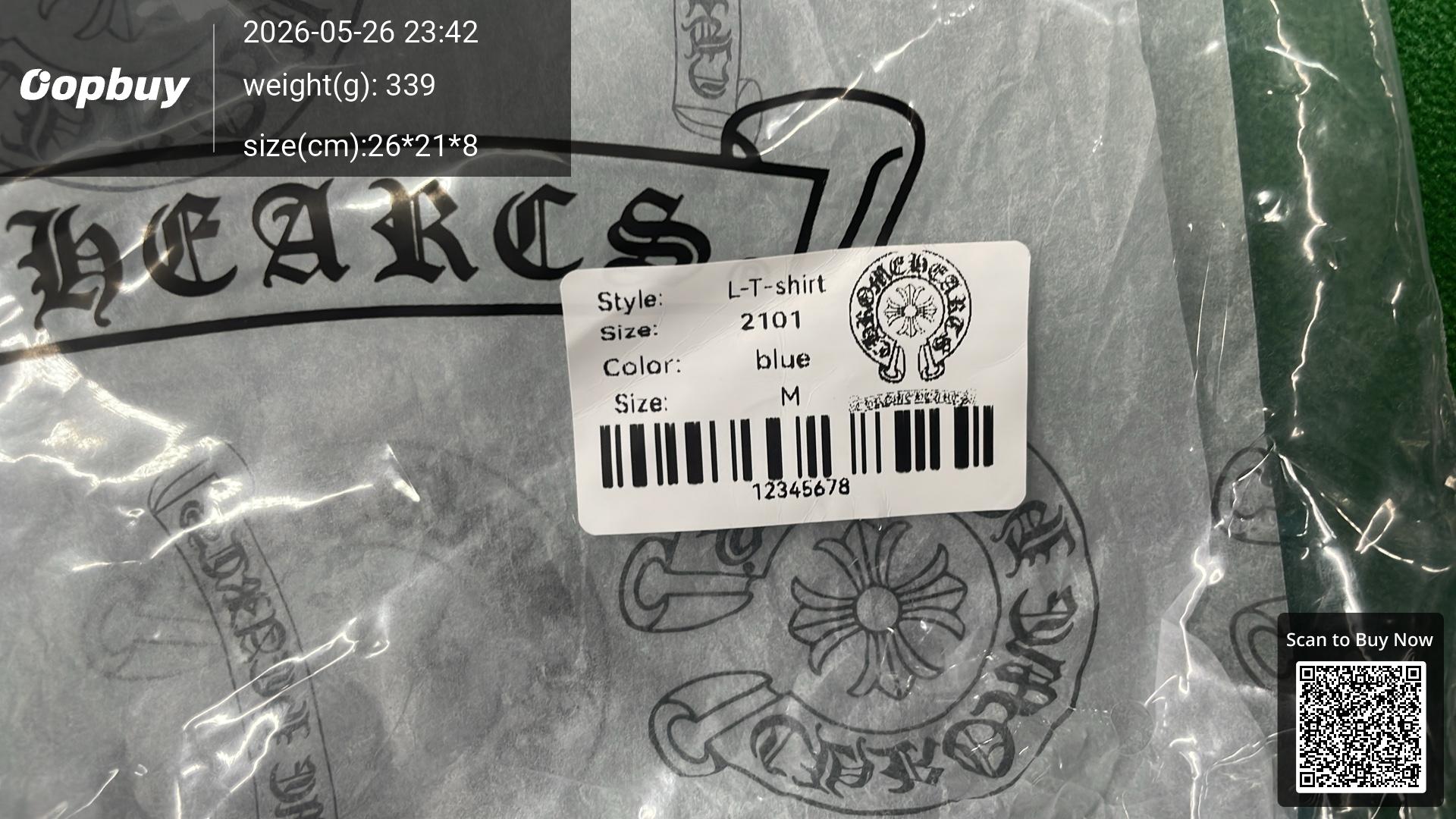 Foto QC 2 de Chrome Hearts Horseshoe Sleeve Print Raglan T-shirt White Blue