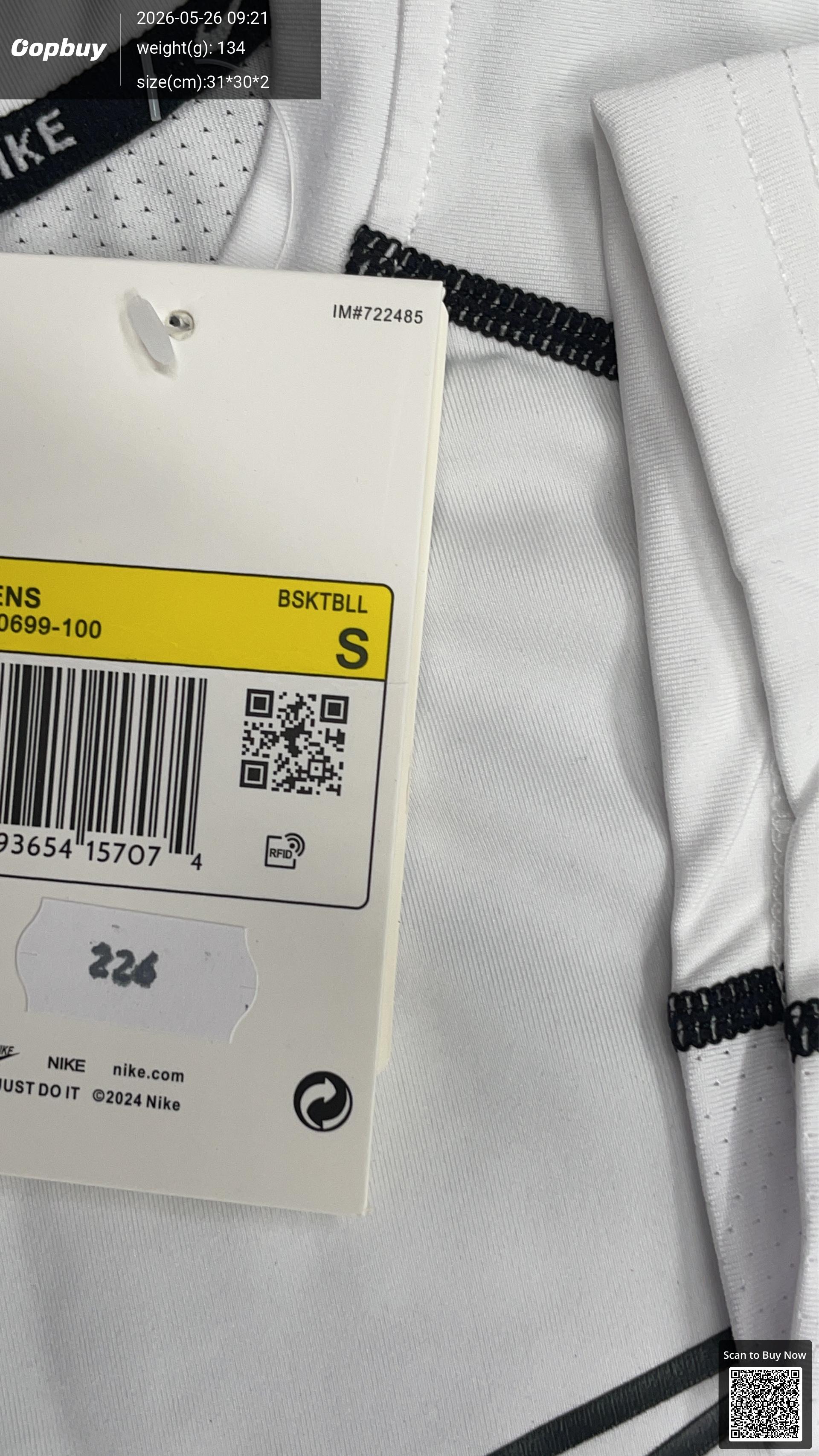 Foto QC 1 de NBA x Nike x NBA Nike Pro Training Tank Top Jersey White