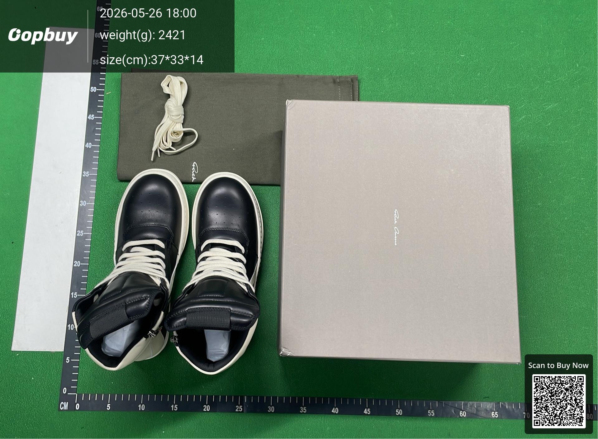 Foto QC 7 de Rick Owens Vintage Sneaks High Black Milk RU02B2897-LPO-911