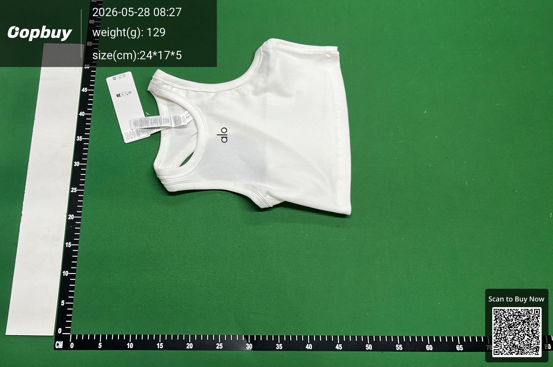 Foto QC 2 de Alo Ribbed Cropped Racerback Tank White
