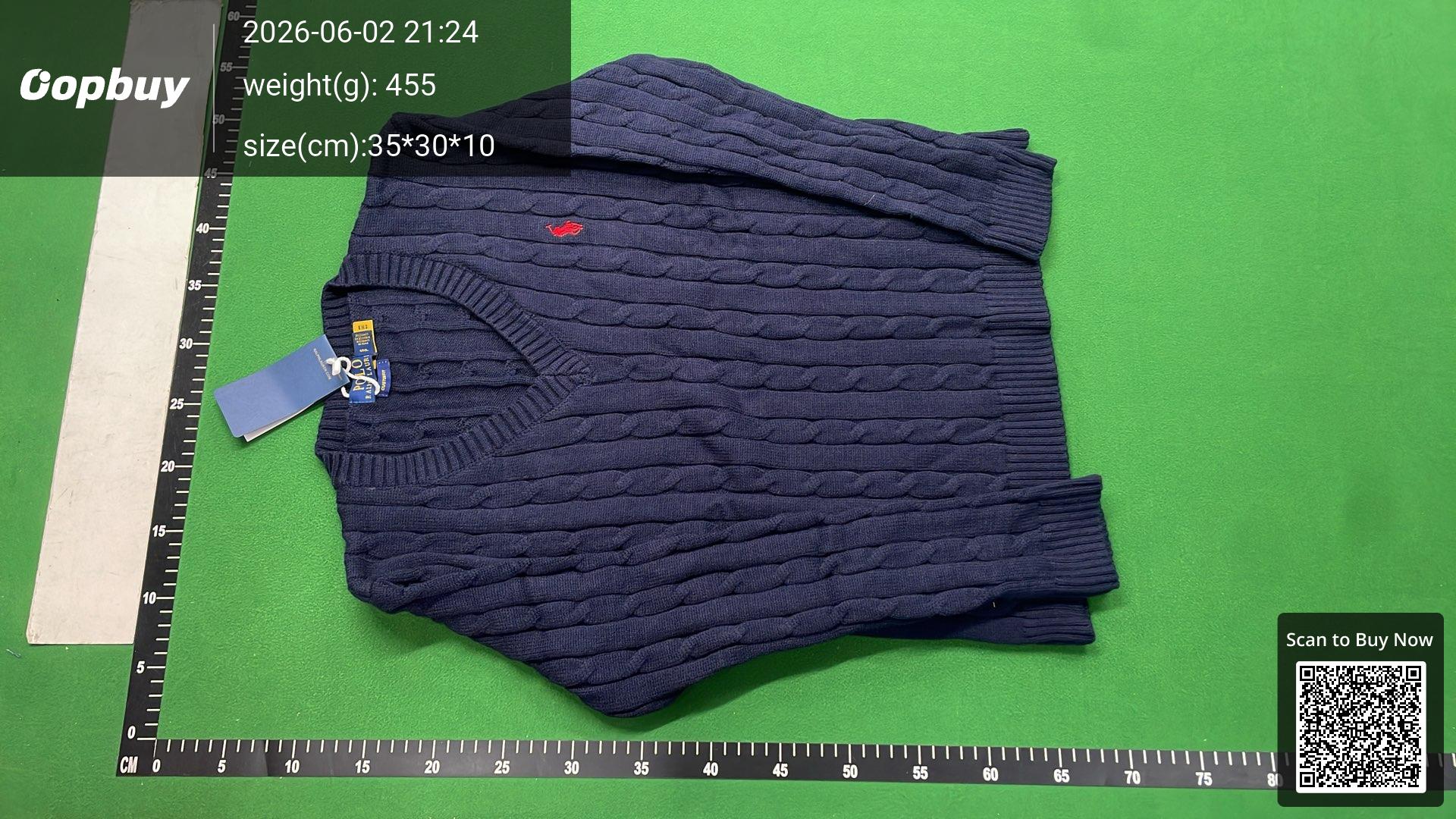 Foto QC 4 de Polo Ralph Lauren V-Neck Sweater Cable Knit Wool Black