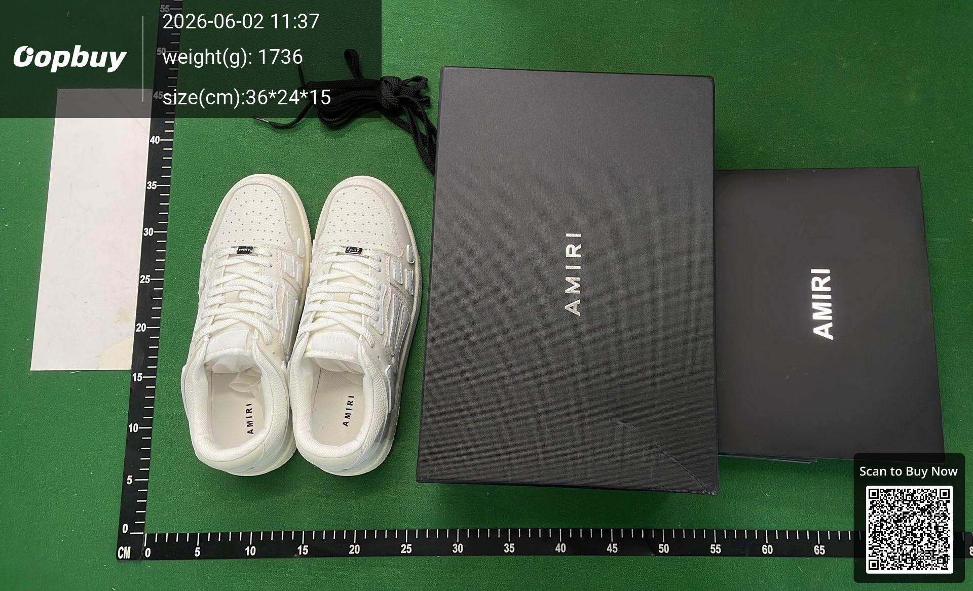 Foto QC 1 de Amiri Skel Top Low Leather Bone Appliqué Grey White