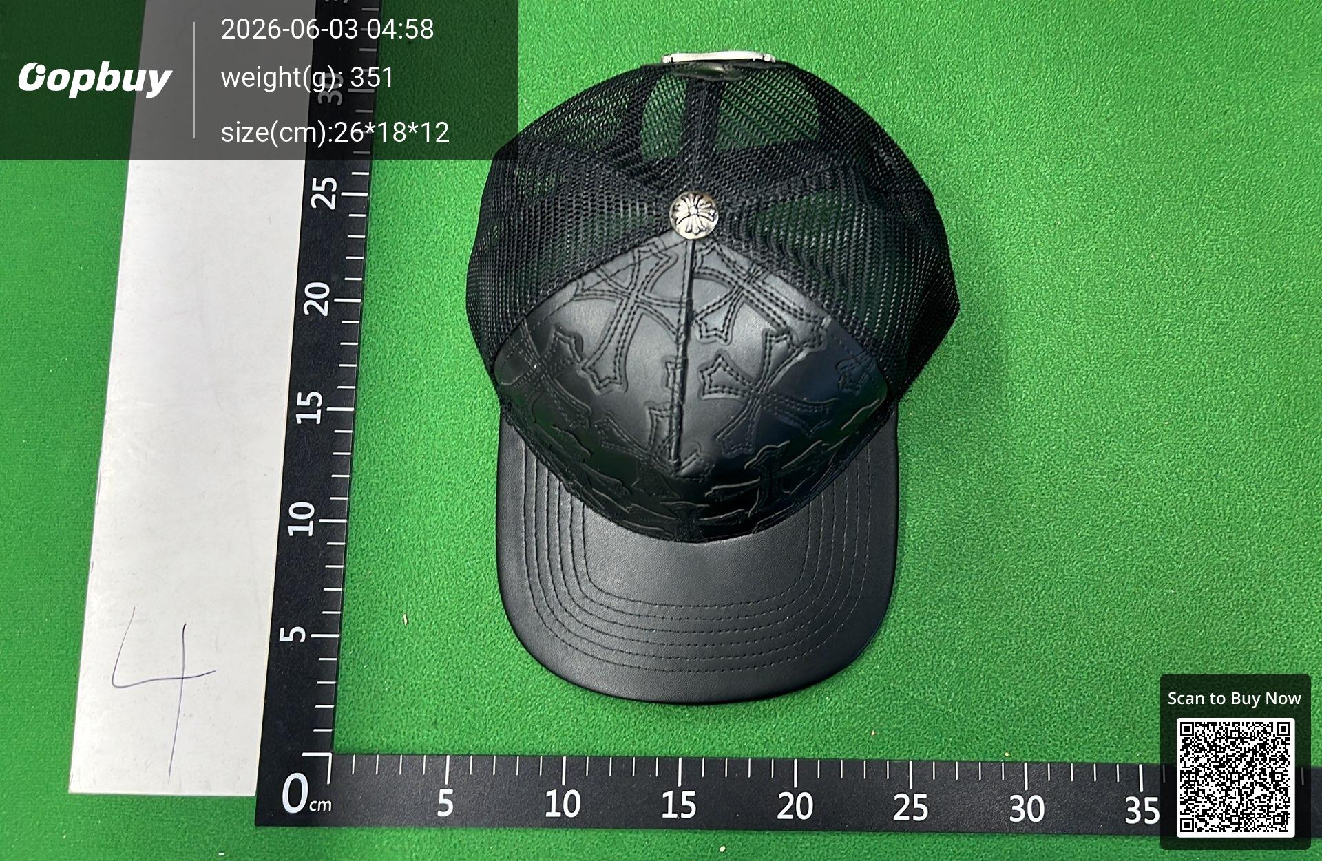 Foto QC 6 de Chrome Hearts Cemetery Cross Patch Trucker Cap Black