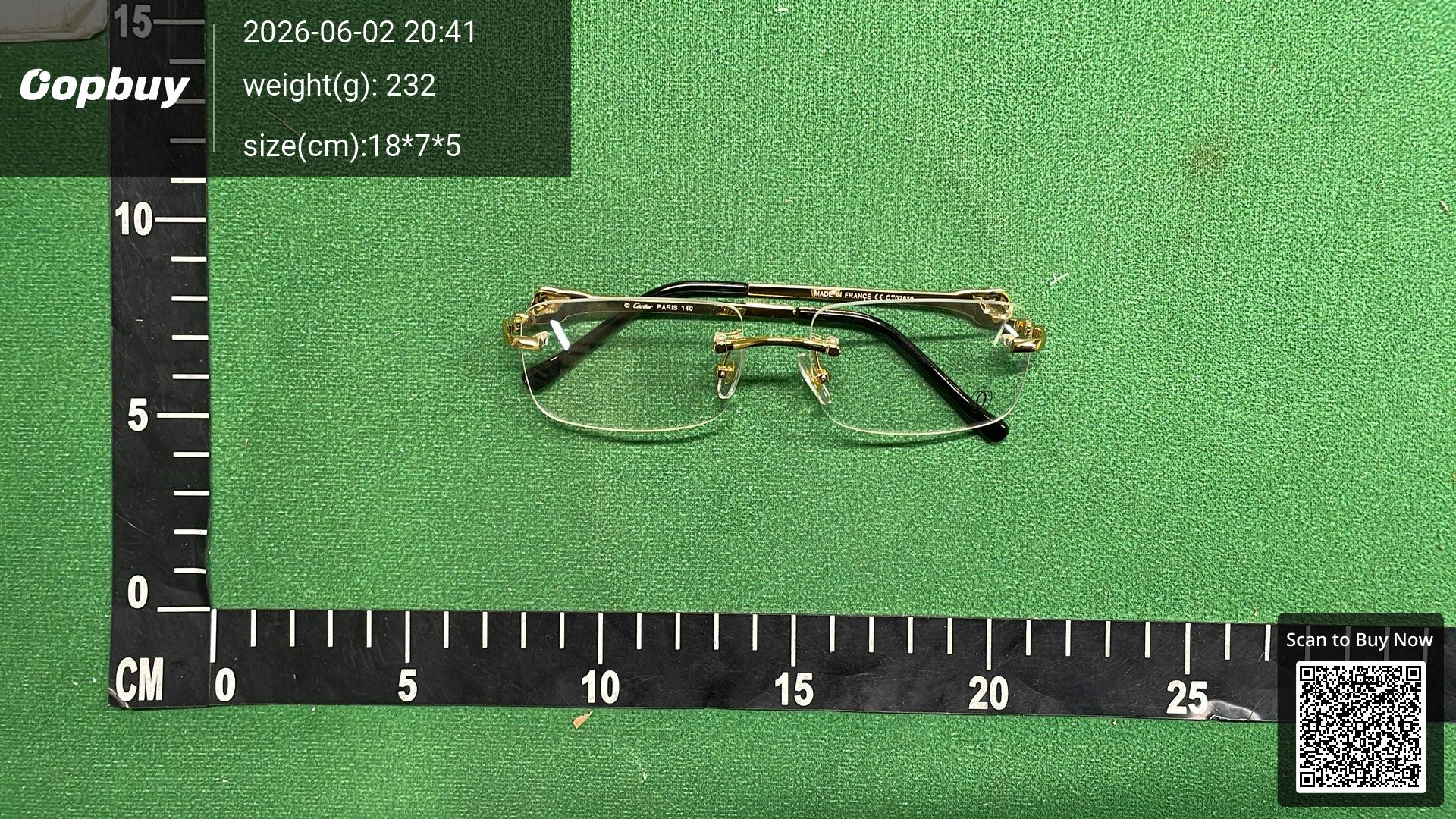 Foto QC 2 de Cartier C Décor Rimless Square-Frame Metal Sunglasses Gold Havana Grey (CT0045S-001)