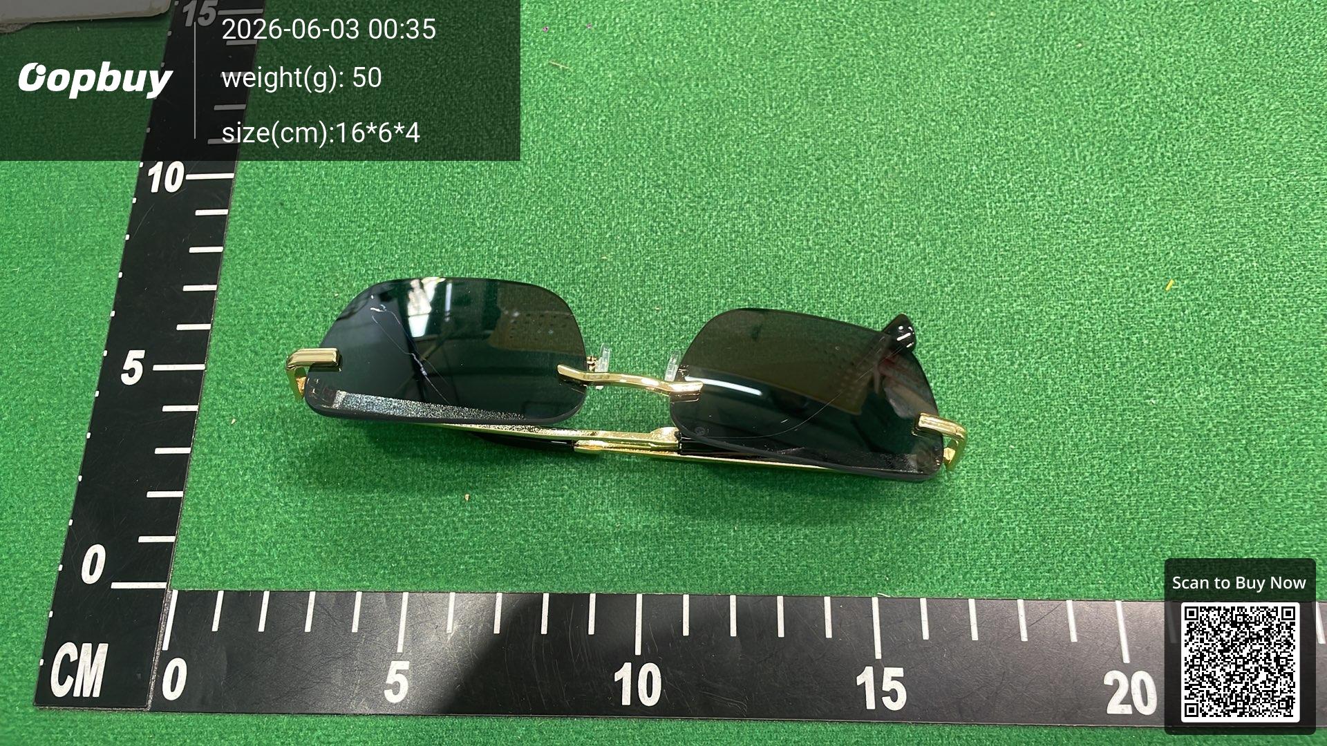 Foto QC 3 de Other Rimless Square-Frame Metal Sunglasses Gold Clear