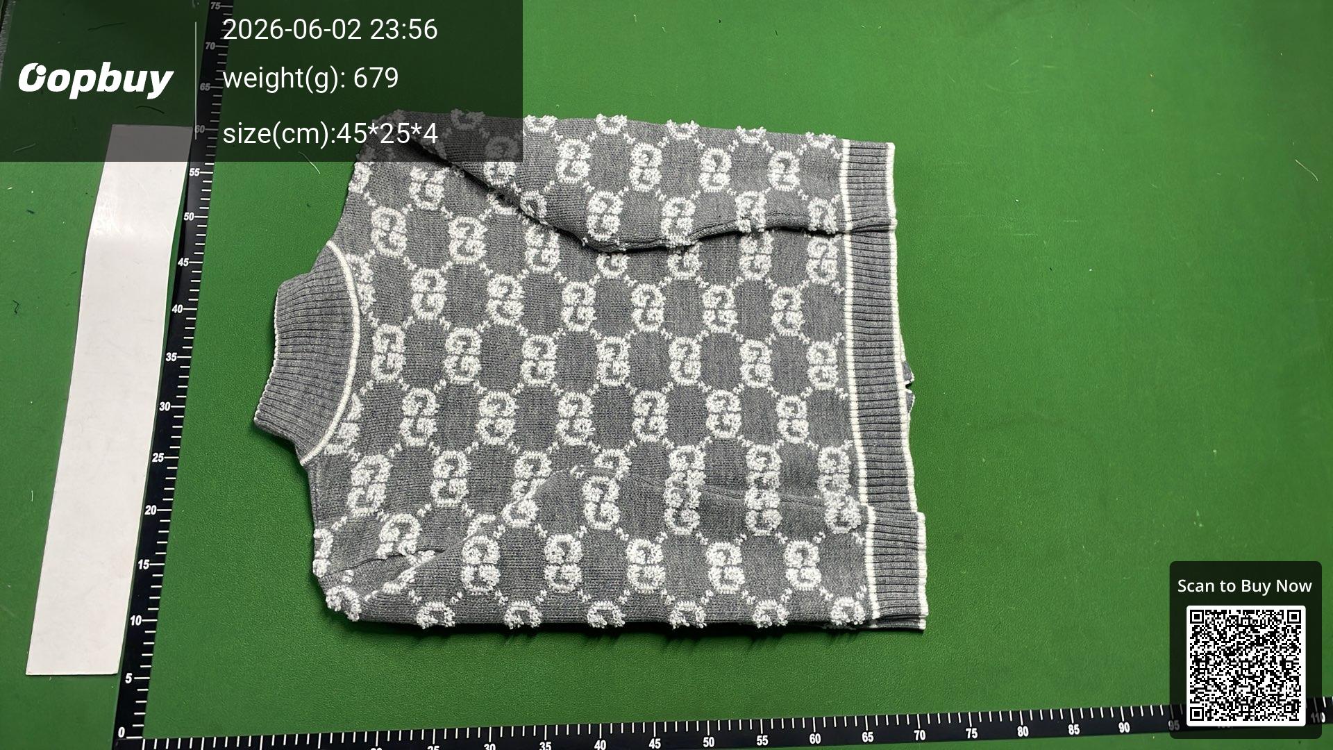 Foto QC 5 de Gucci Zip Sweater Wool GG Towel Embroidery Grey