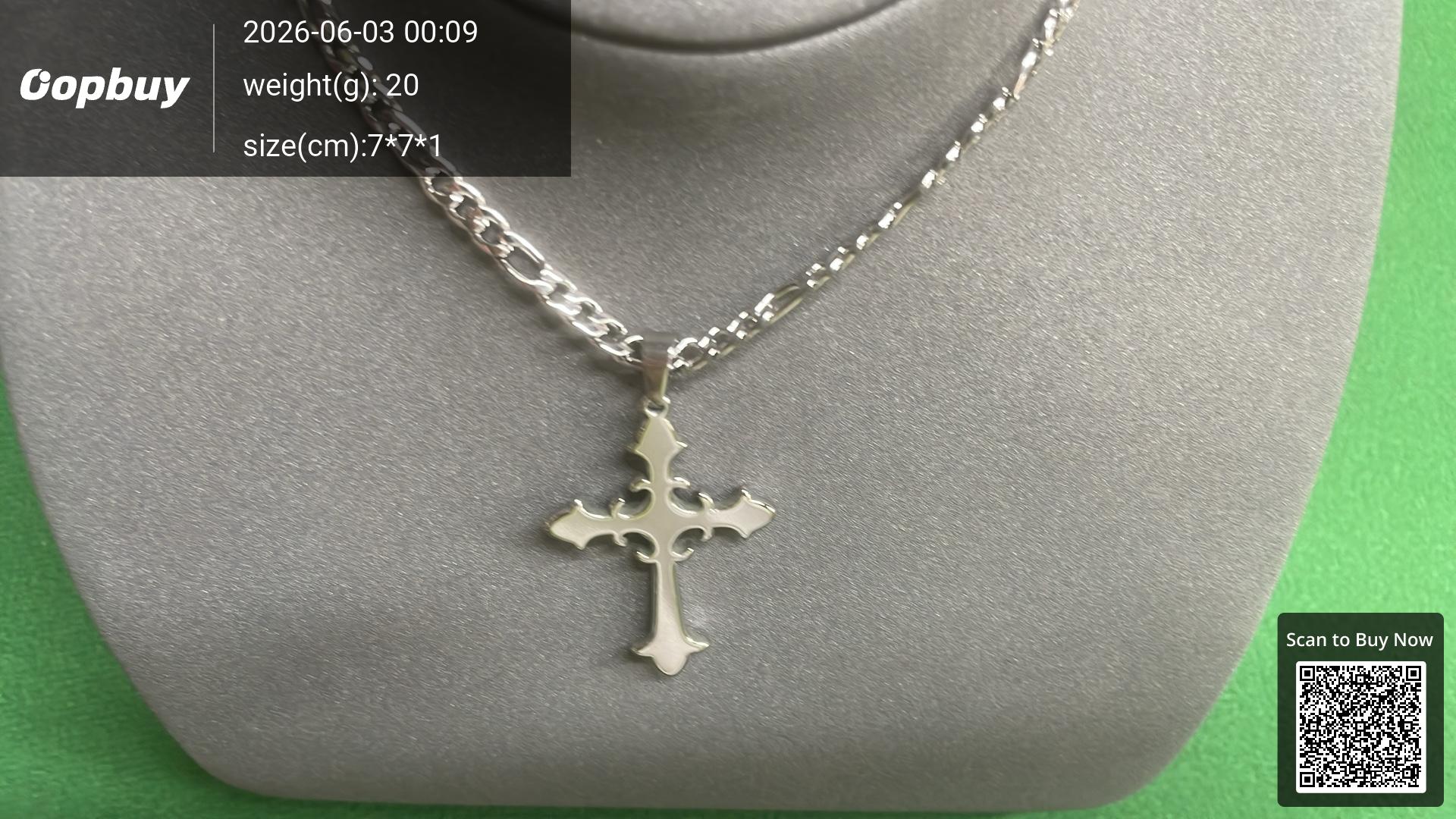 Foto QC 3 de Other Figaro Cross Necklace Titanium Steel Crystal Silver