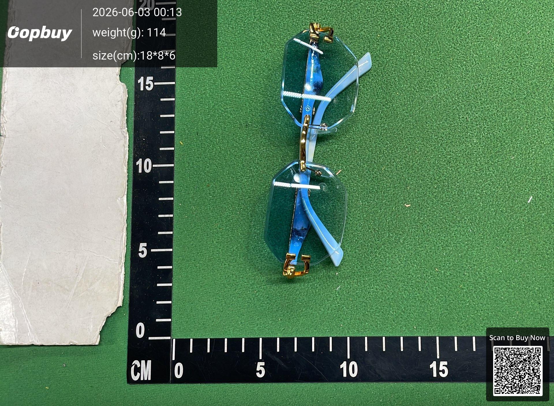 Foto QC 5 de Other Rimless Geometric Metal Sunglasses Gold Blue Yellow Gradient