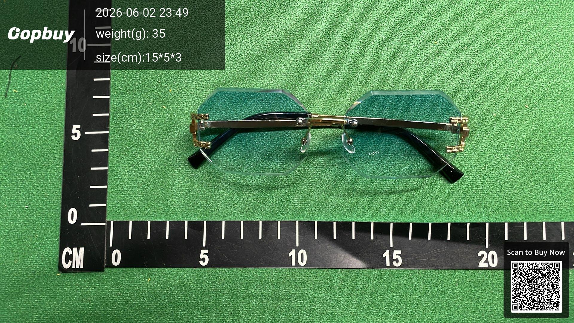 Foto QC 4 de Unbranded Octagonal Rimless Metal Sunglasses Gold Grey Gradient