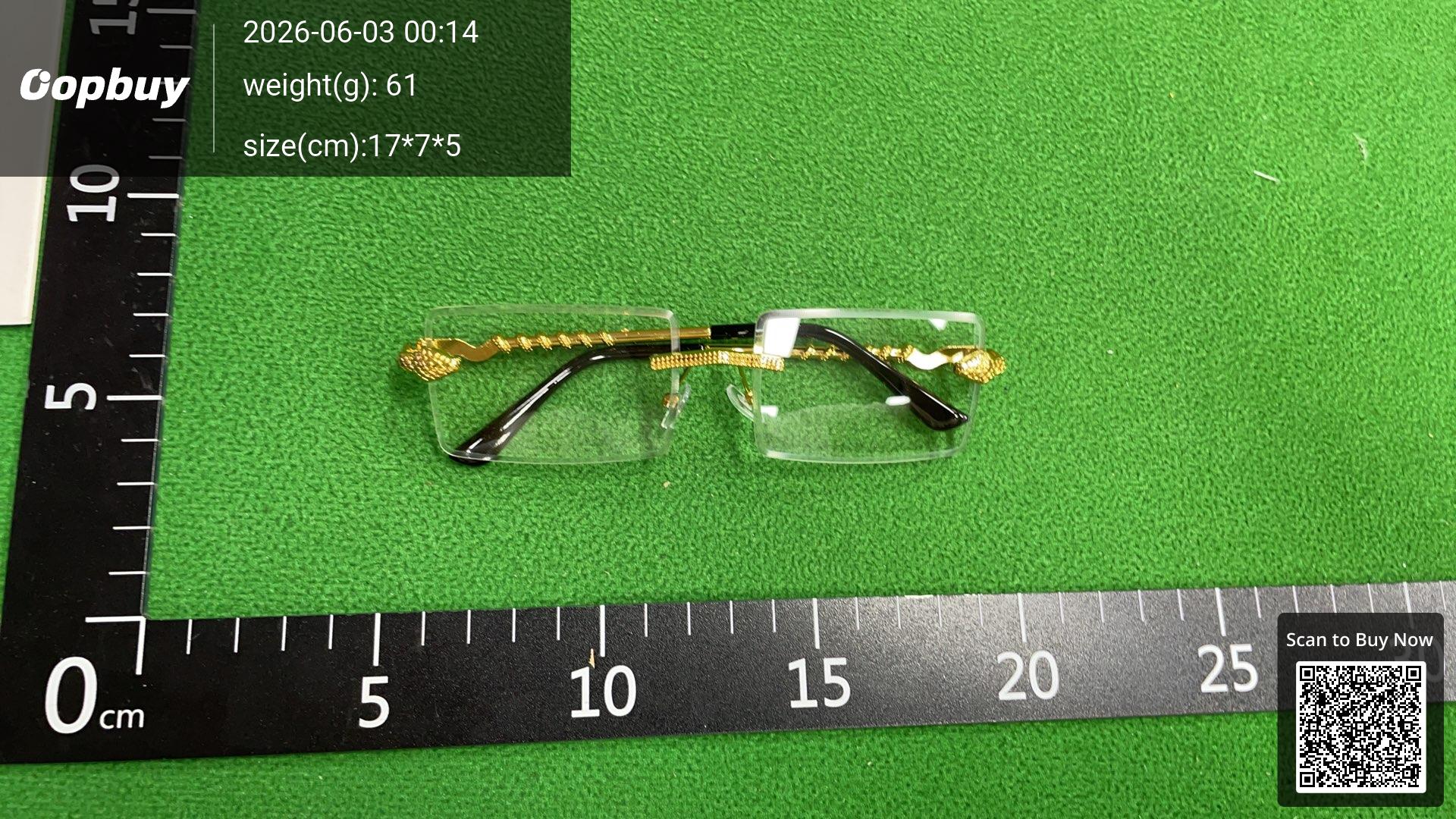 Foto QC 6 de Other Rimless Rectangle Metal Sunglasses Gold Blue Gradient