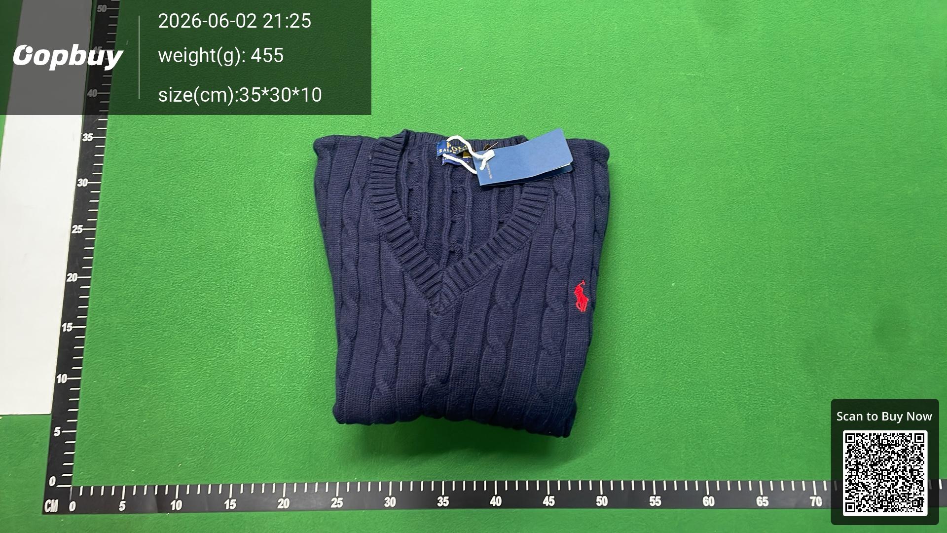 Foto QC 8 de Polo Ralph Lauren V-Neck Sweater Cable Knit Wool Black
